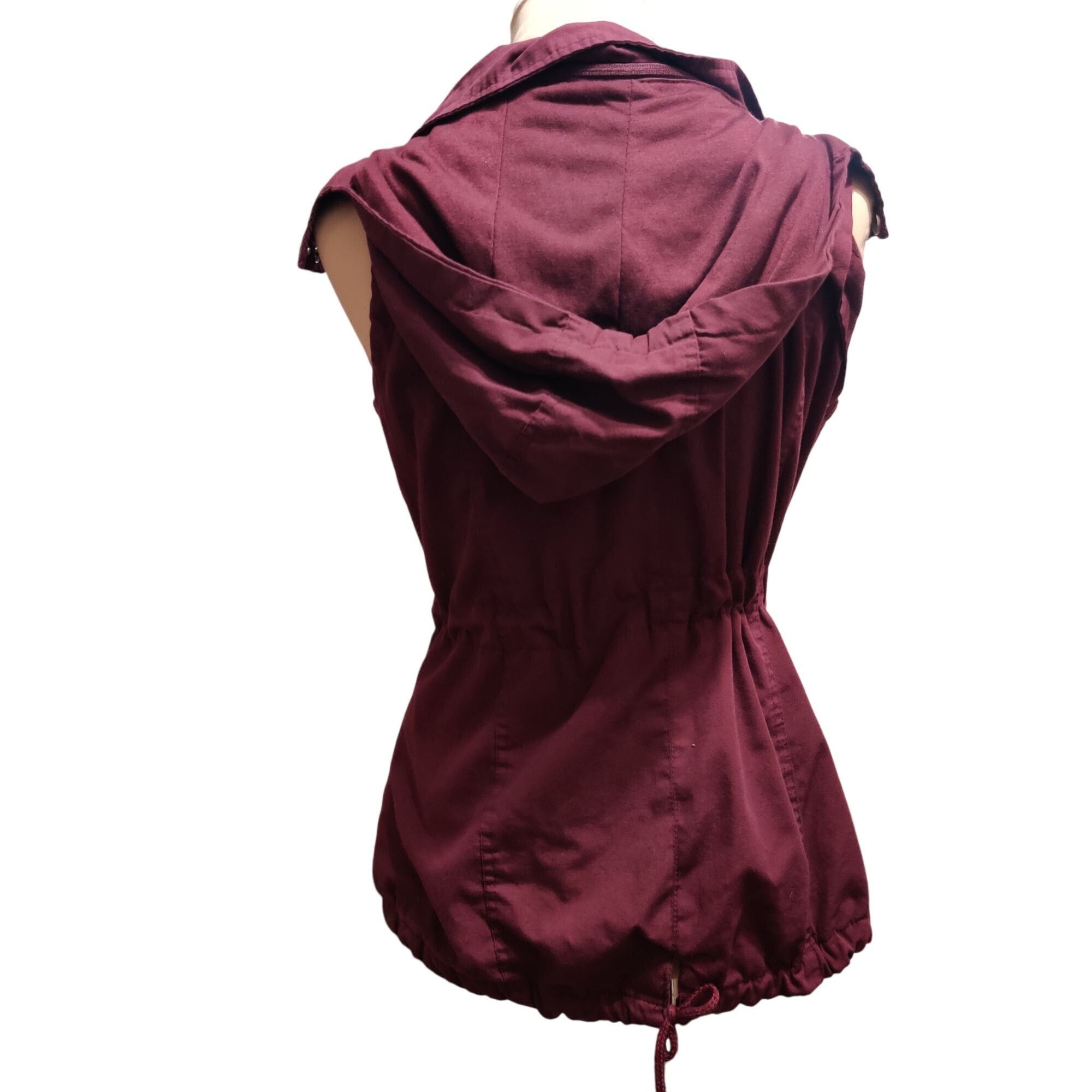 Other YMI S Burgundy Red Utility Hooded Vest Drawstring Street Sty Size S / US 4 / IT 40 - 4 Thumbnail