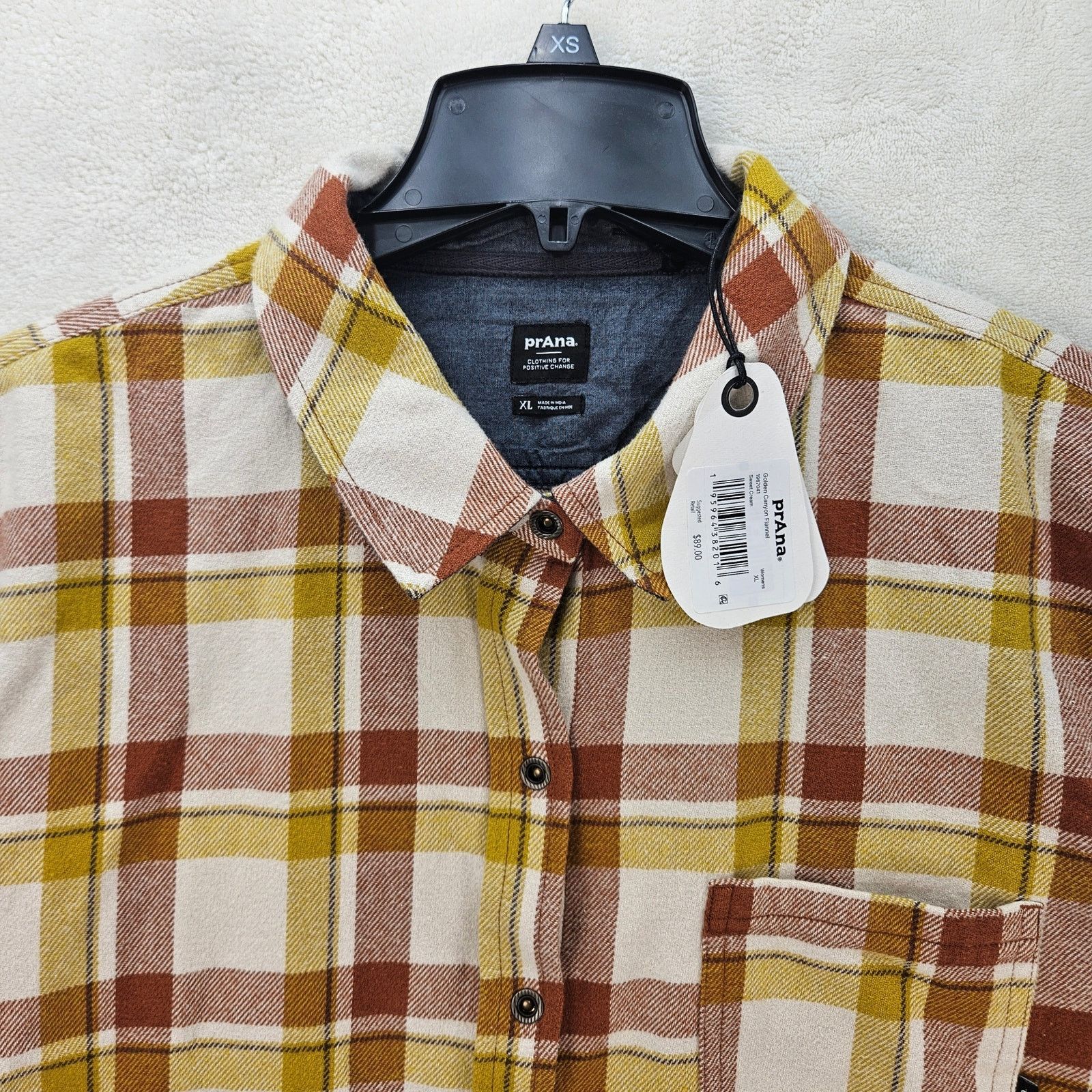 Prana PRANA WOMEN'S XL GOLDEN CANYON FLANNEL SWEET CREAM PLAID Size XL / US 12-14 / IT 48-50 - 2 Thumbnail