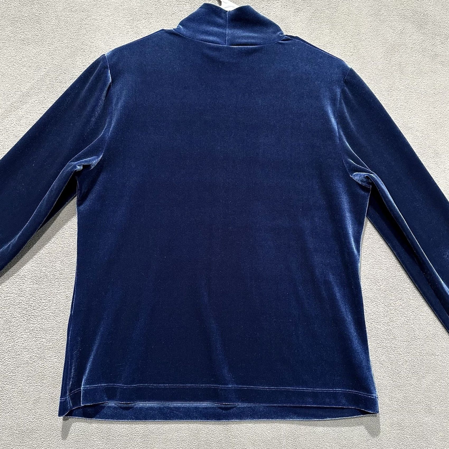 Lands' End VINTAGE Lands End Shirt Womens L Blue Velour Velvet Long Sleeve Turtleneck GUC 90s Size L / US 10 / IT 46 - 2 Thumbnail