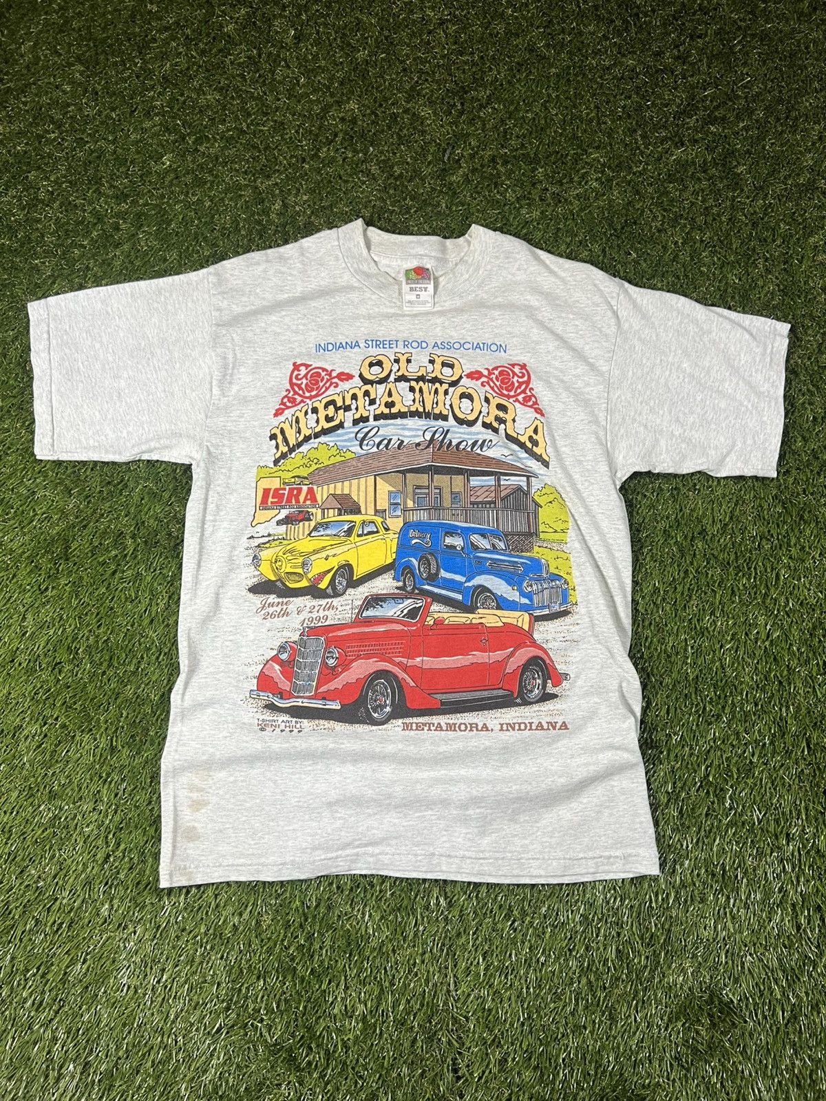 NASCAR Vintage 90s Hot Rod Old Car Vibrant Retro Indiana Race Tee Size US M / EU 48-50 / 2 - 1 Thumbnail