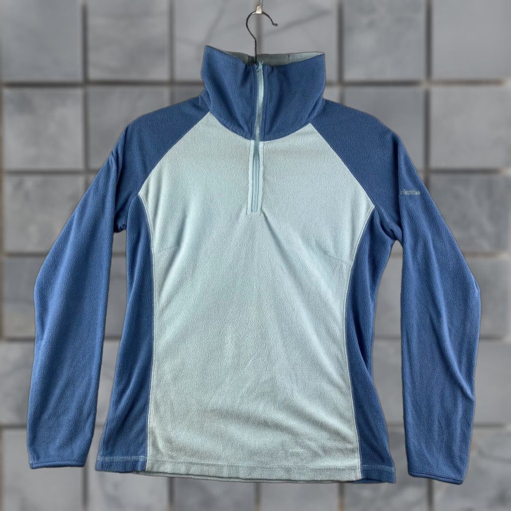 Vintage Columbia Sweater Womens Medium Blue Fleece 1/4 Zip High Neck Windstopper Hiking Shirt Size M / US 6-8 / IT 42-44 - 1 Thumbnail