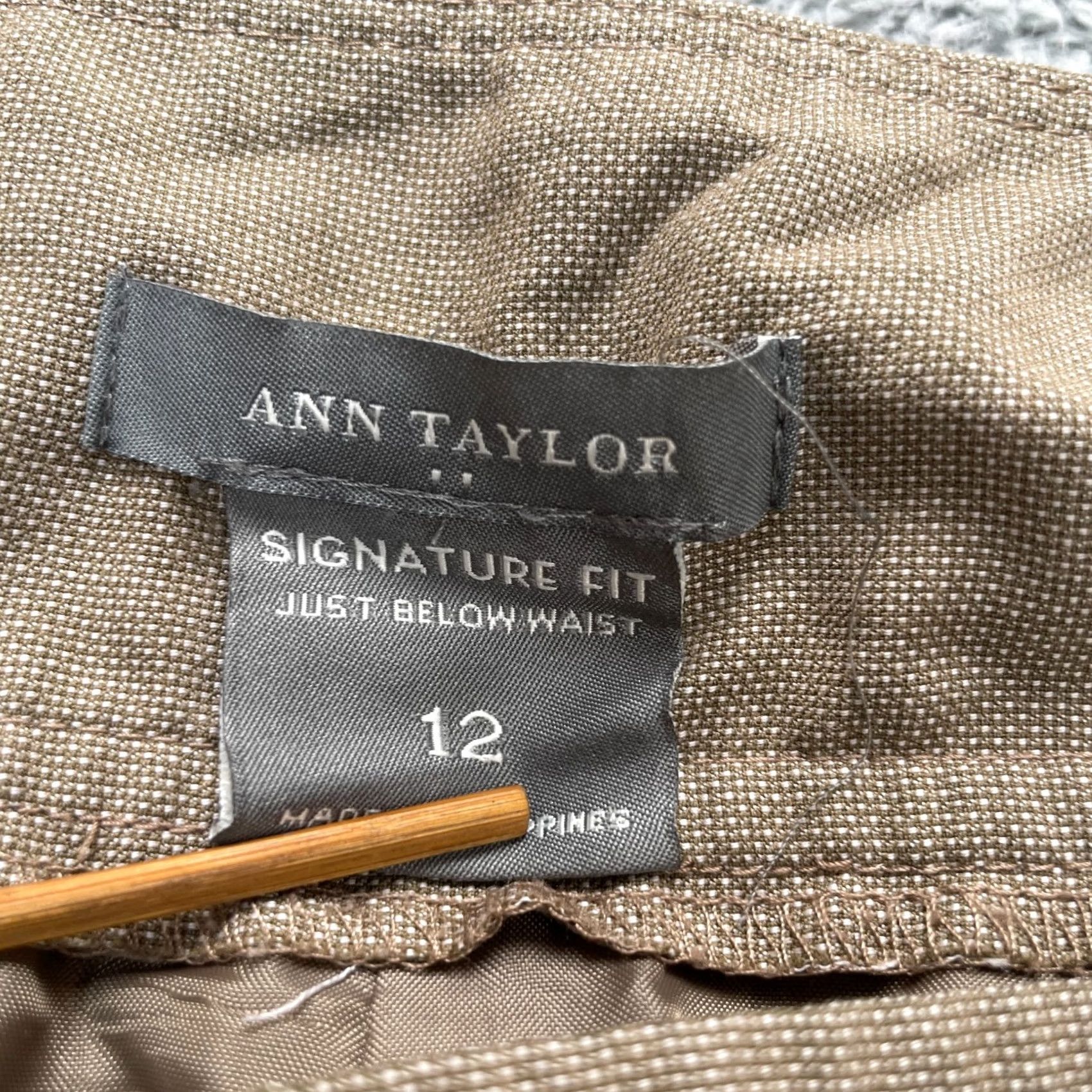 Ann Taylor Ann Taylor Womens Pants Brown Signature Fit Dress Textured Lined Wide Leg 12 Size 24" / US 00 / IT 34 - 3 Thumbnail
