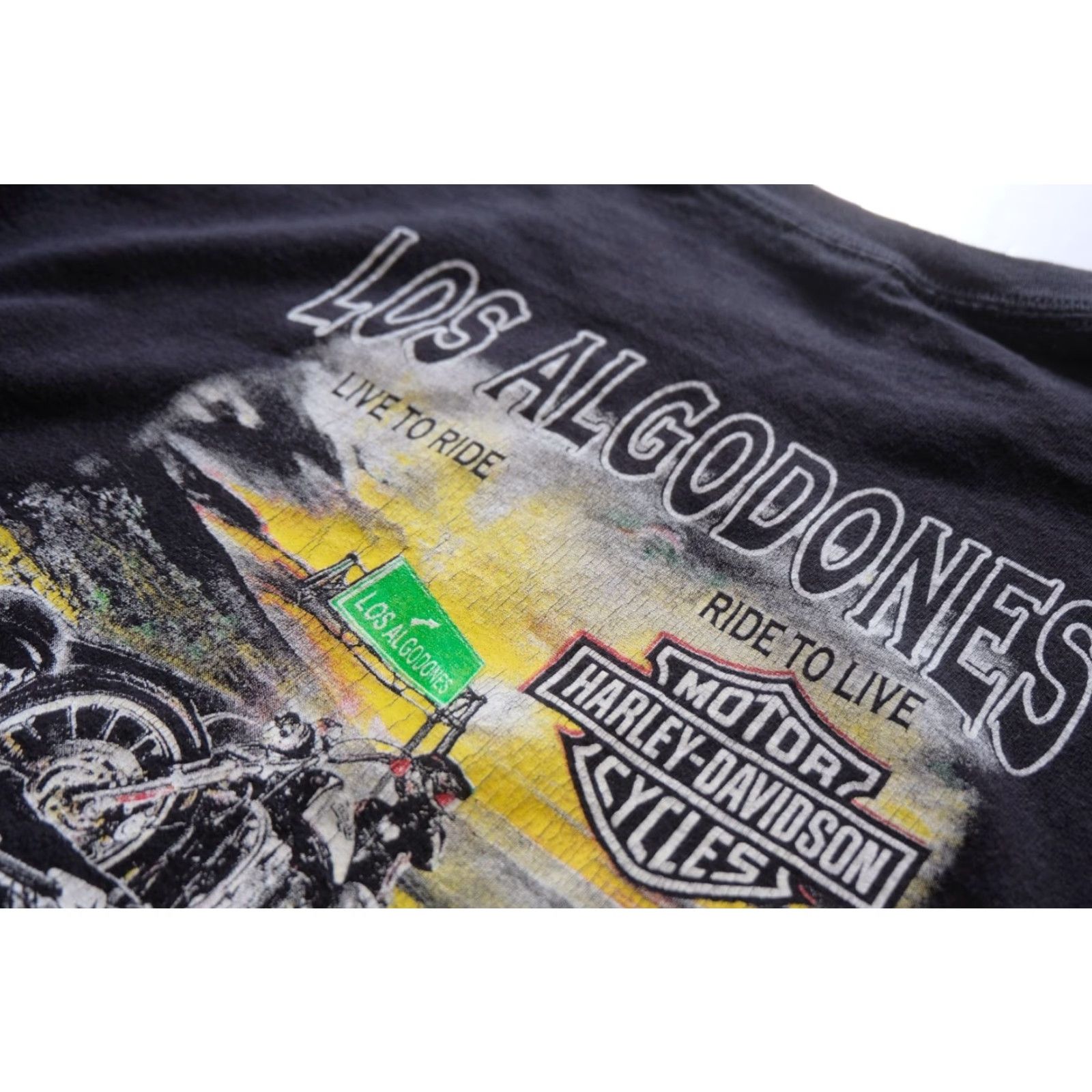 Harley Davidson VINTAGE Harley-Davidson H-D Motorcycle Y2K 90s Los Algodones Black T Shirt Men SZ L Size US L / EU 52-54 / 3 - 5 Thumbnail