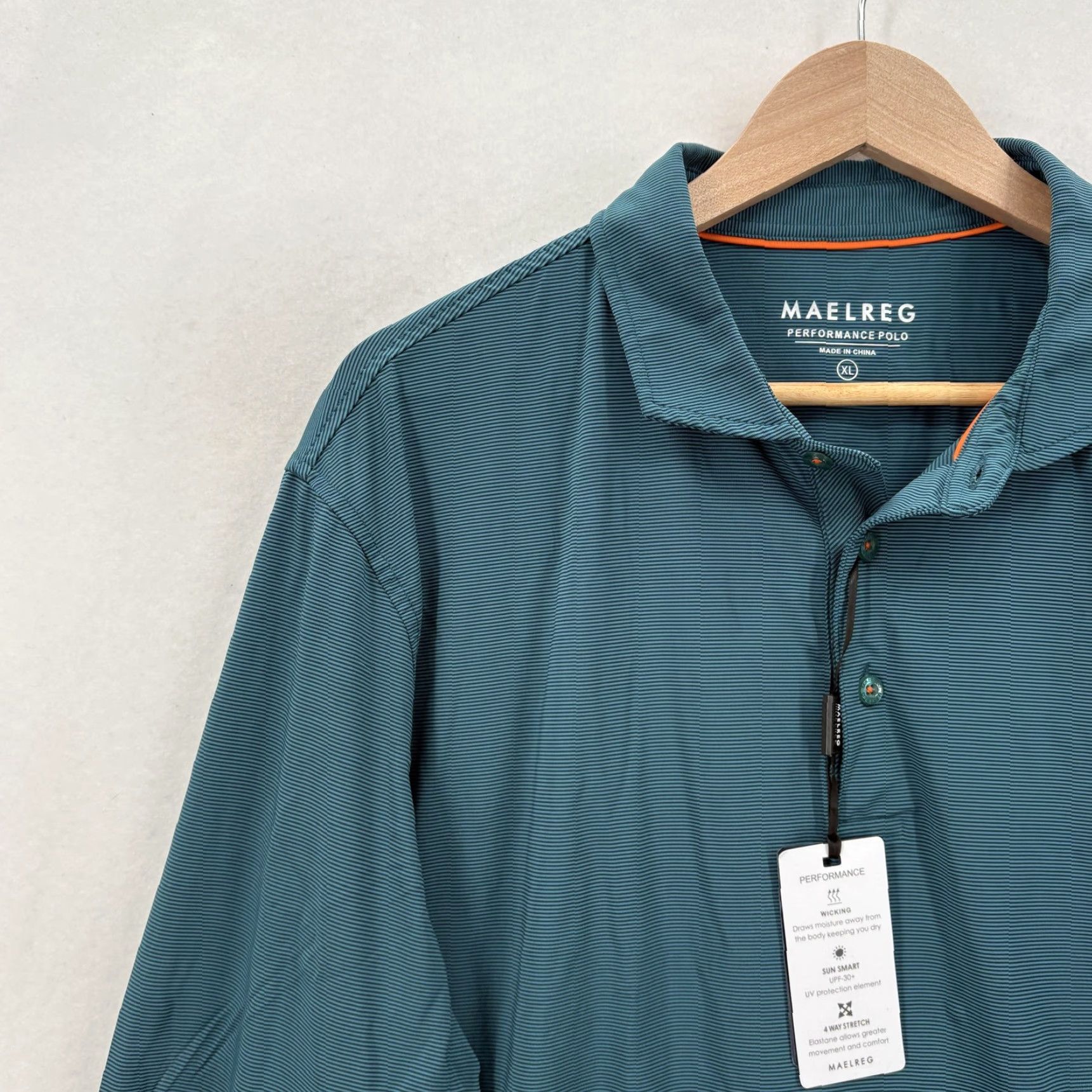 Vintage Maelreg Performance Polo Shirt Mens XL Blue Stripe Long Sleeve Golf Casual Camp Size US XL / EU 56 / 4 - 2 Thumbnail