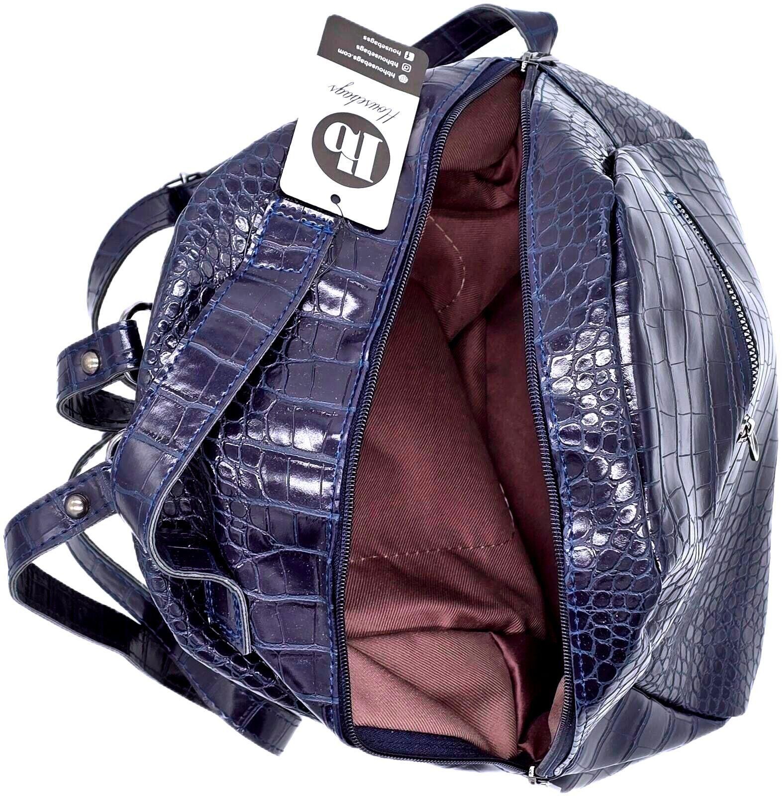 Other Housebags Navy Crocodile-Texture Faux Leather Backpack Size ONE SIZE - 7 Thumbnail