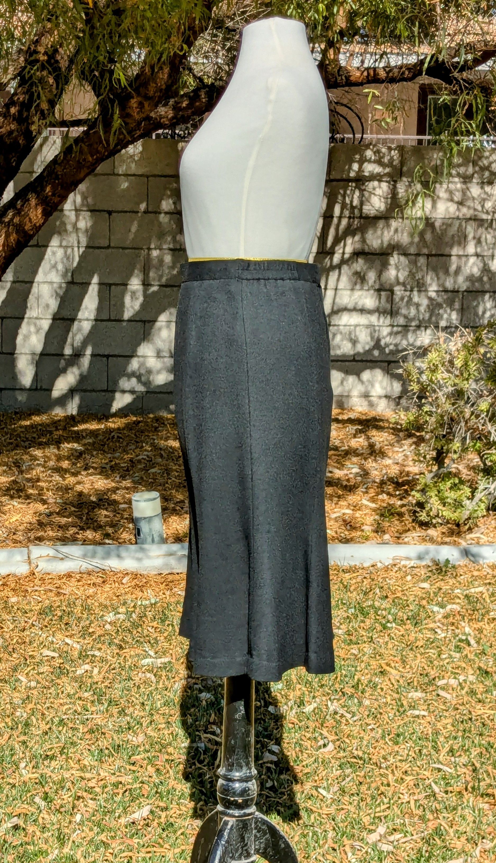 Vintage More Mind Flat Black Silver Single Beads Wool Maxi Skirt Size 30" / US 8 / IT 44 - 3 Thumbnail