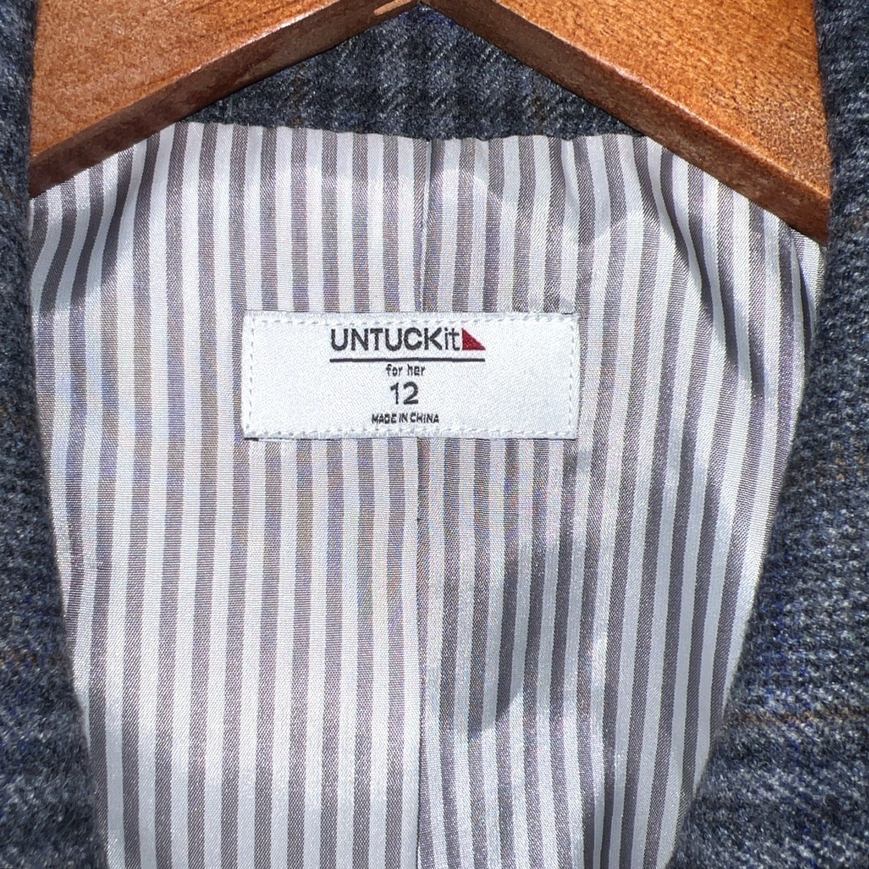 UNTUCKit UNTUCKit Blue Plaid Wool Sport Coat Womens Size 12 Size XL / US 12-14 / IT 48-50 - 4 Thumbnail