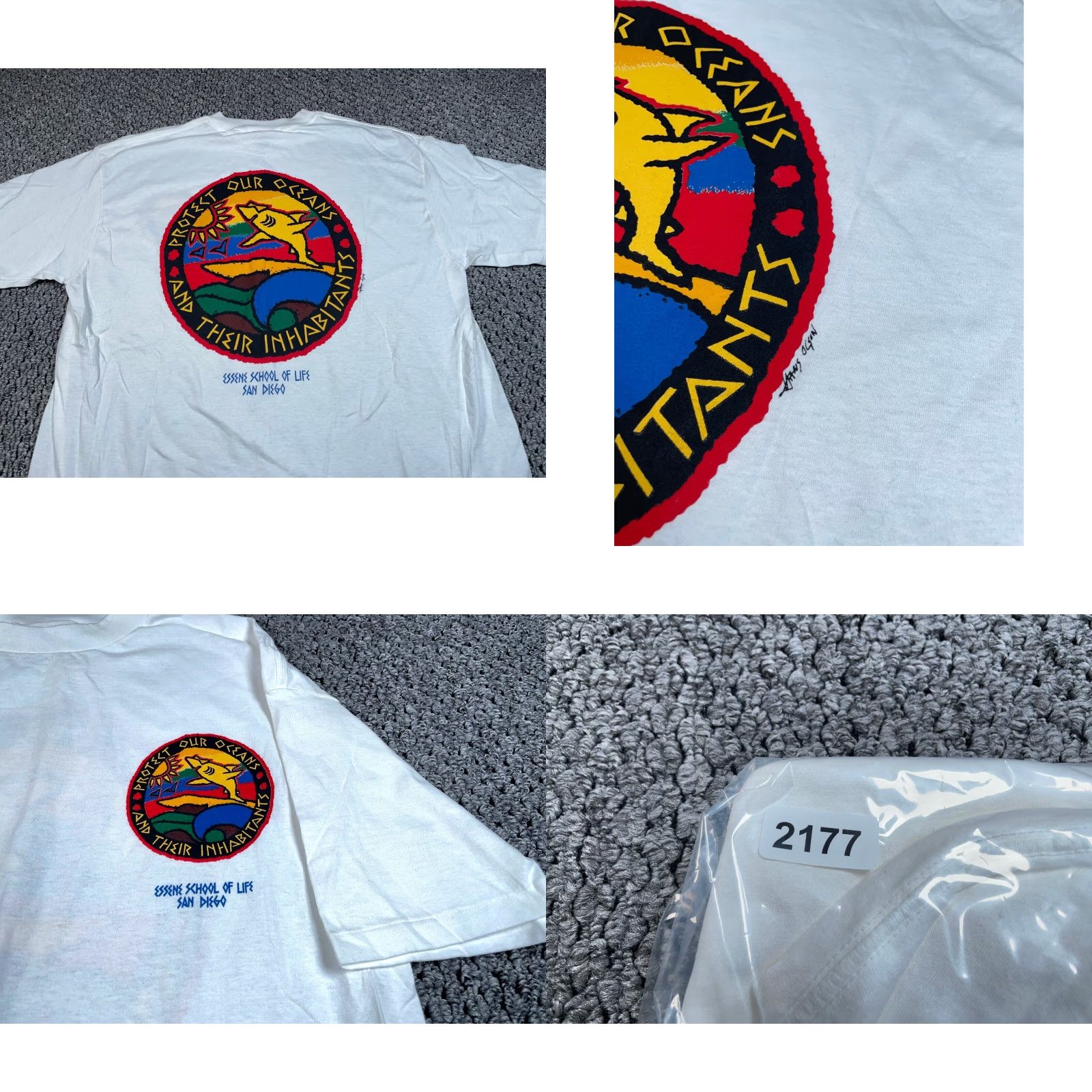 Vintage VINTAGE School of Life Dolphins Shirt Adult XL White - 90s Nautical Graphic, Jamaica, Oneita Tag, Single Stitch Mens XL Size US XL / EU 56 / 4 - 8 Thumbnail
