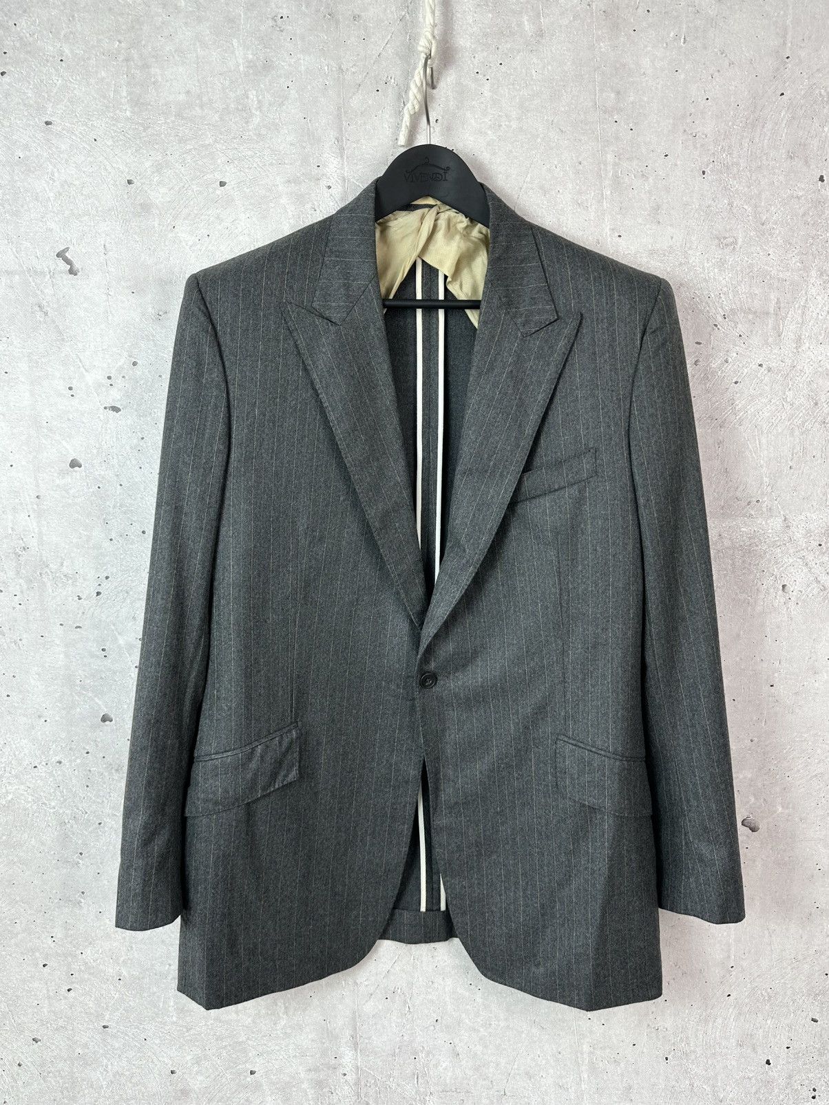 Kilgour Kilgour Wool Grey Stripped Long Sleeve Men’s Button Blazer Size US M / EU 48-50 / 2 - 1 Thumbnail