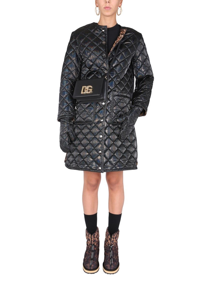 Dolce & Gabbana o1y0825 Crewneck Shell Coat in Black Size XS / US 0-2 / IT 36-38 - 2 Thumbnail