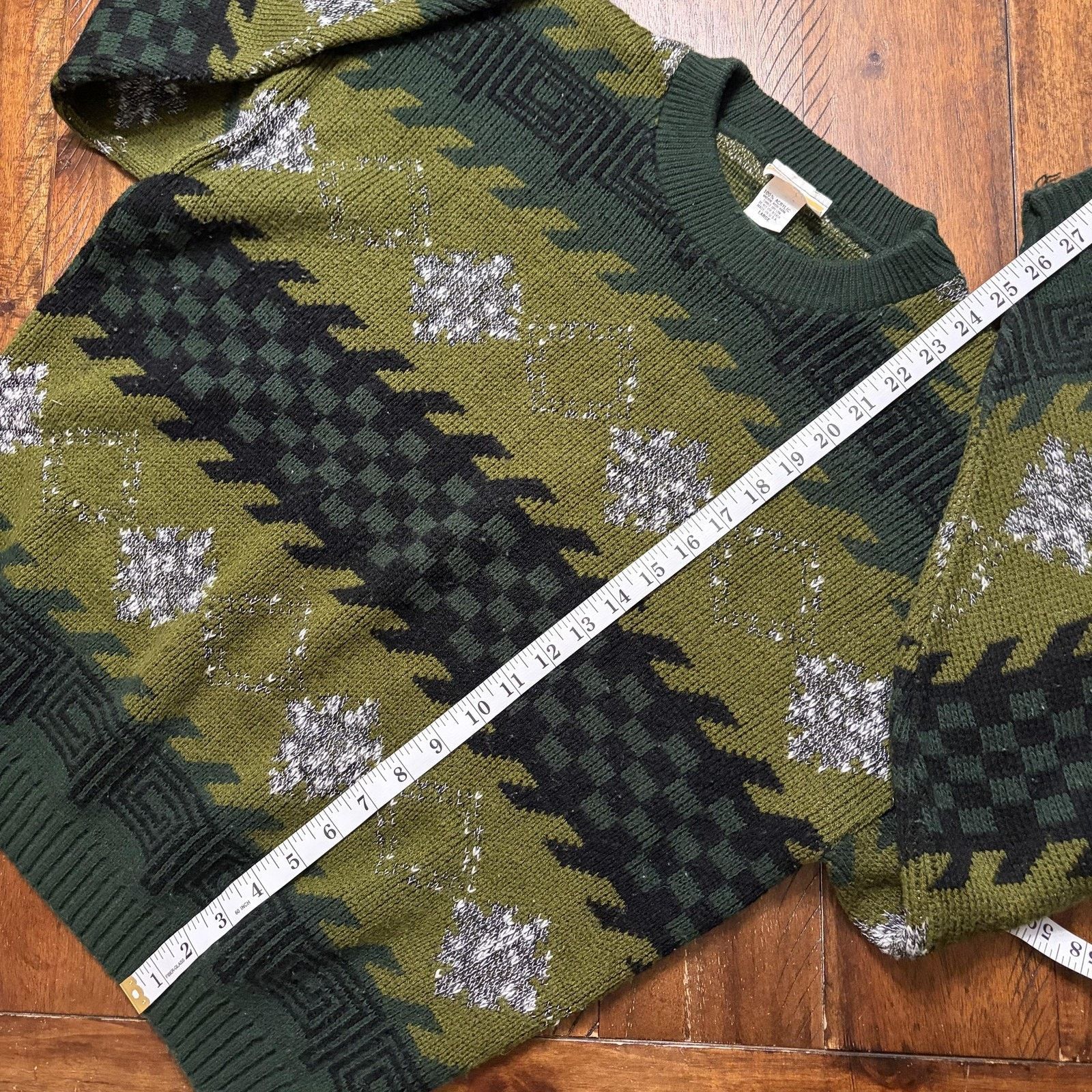 Vintage Vtg Adam Sloane Sweater Mens L Green Geometric Knit USA 90s Size US L / EU 52-54 / 3 - 10 Thumbnail