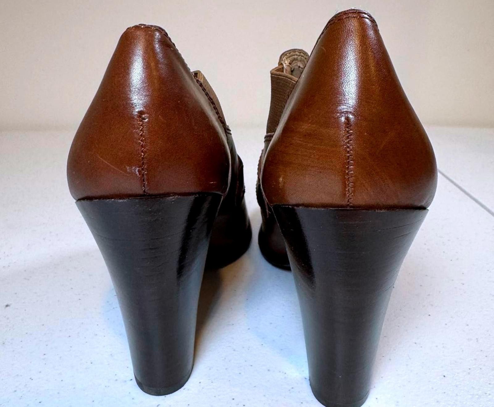 Designer Franco Sarto Brown Leather Heeled Boots Size US 10 / IT 40 - 3 Thumbnail