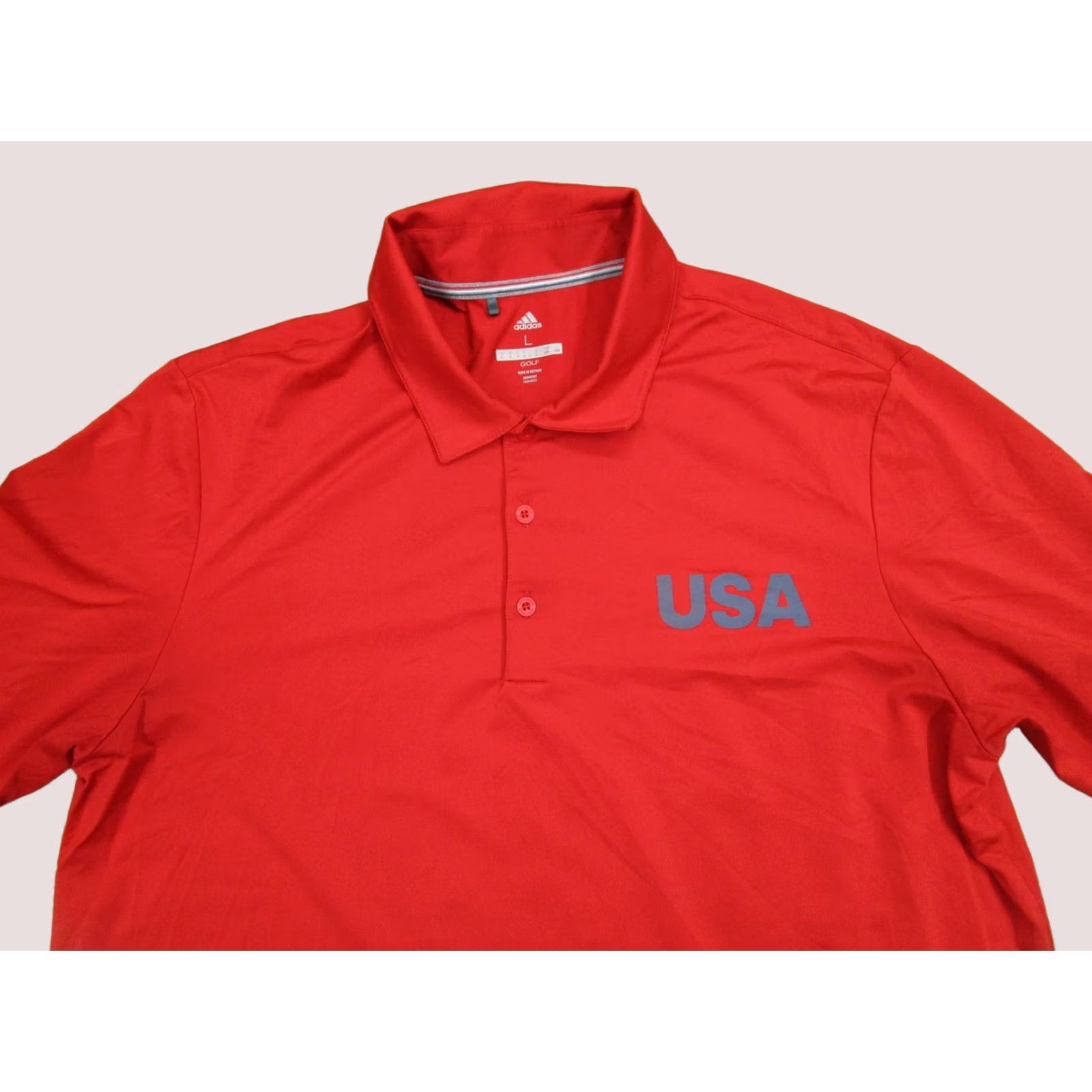 Adidas Adidas Polo Shirt Men Large Red USA Golf Performance Moisture Wicking Golfer Polo Shirt Adult L Red Adidas Golf USA Balls to the wall? Size US L / EU 52-54 / 3 - 1 Thumbnail