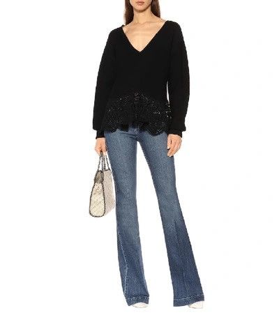 Stella McCartney Stella McCartney Crochet-Paneled V-Neck Cotton Knit Sweater Size M / US 6-8 / IT 42-44 - 3 Thumbnail