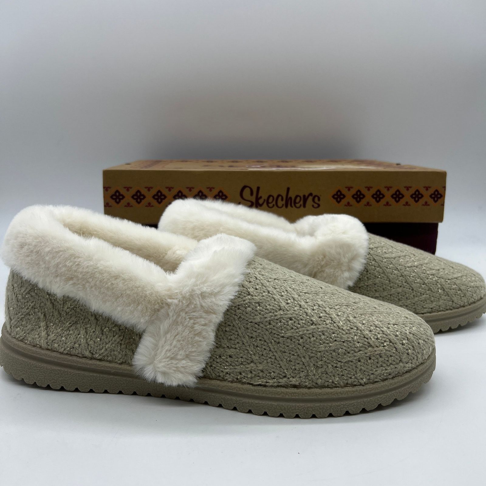 SKECHERS Skechers Cozy Lite Sparkle Knit Slippers Walk Natural 11 Size US 11 / IT 41 - 2 Thumbnail