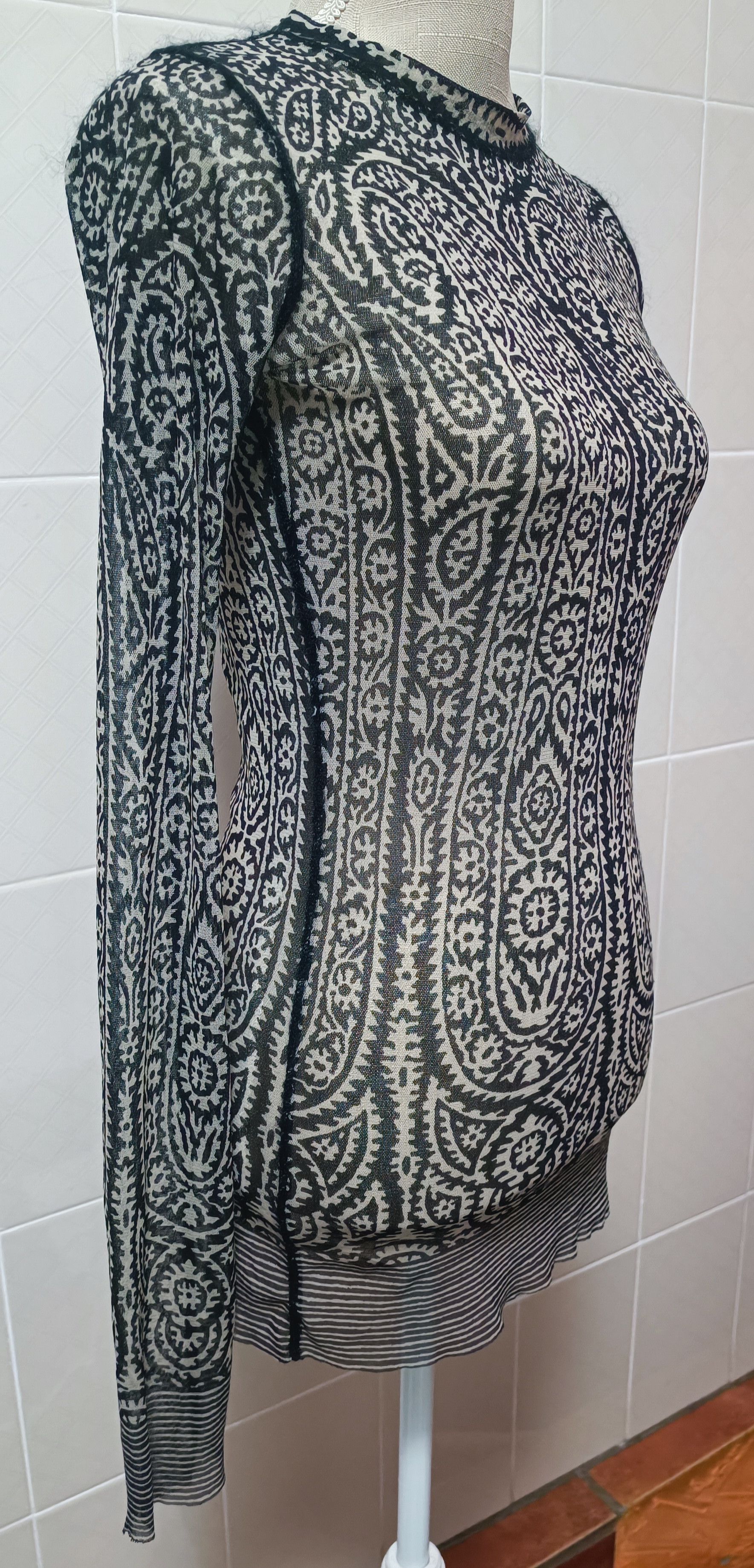 Jean Paul Gaultier 90's - Floral and paisley motifs mesh top Size M / US 6-8 / IT 42-44 - 7 Thumbnail