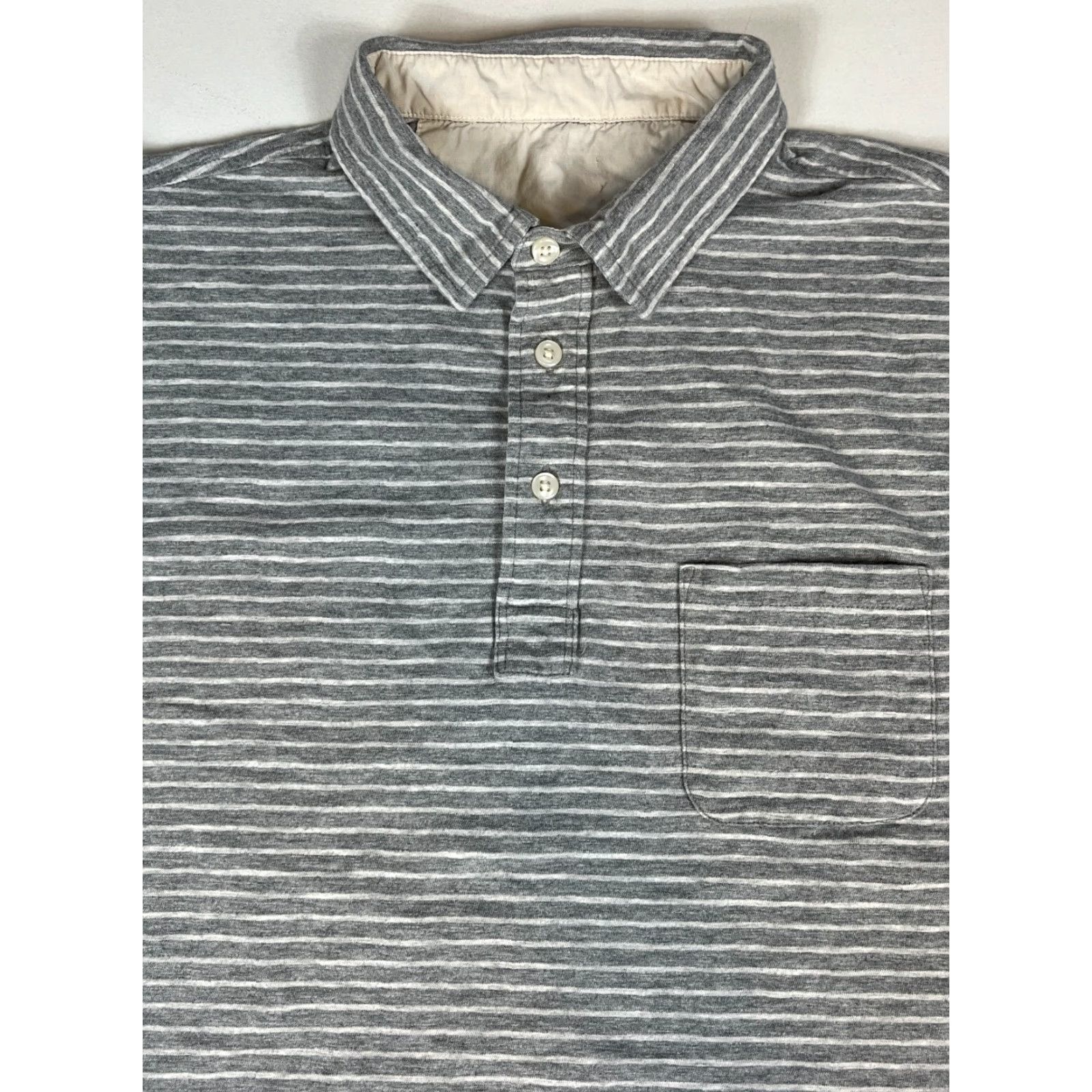 Faherty VINTAGE Men's Faherty Long Sleeve Luxe Polo Shirt Striped Gray Sz M Size US M / EU 48-50 / 2 - 4 Thumbnail