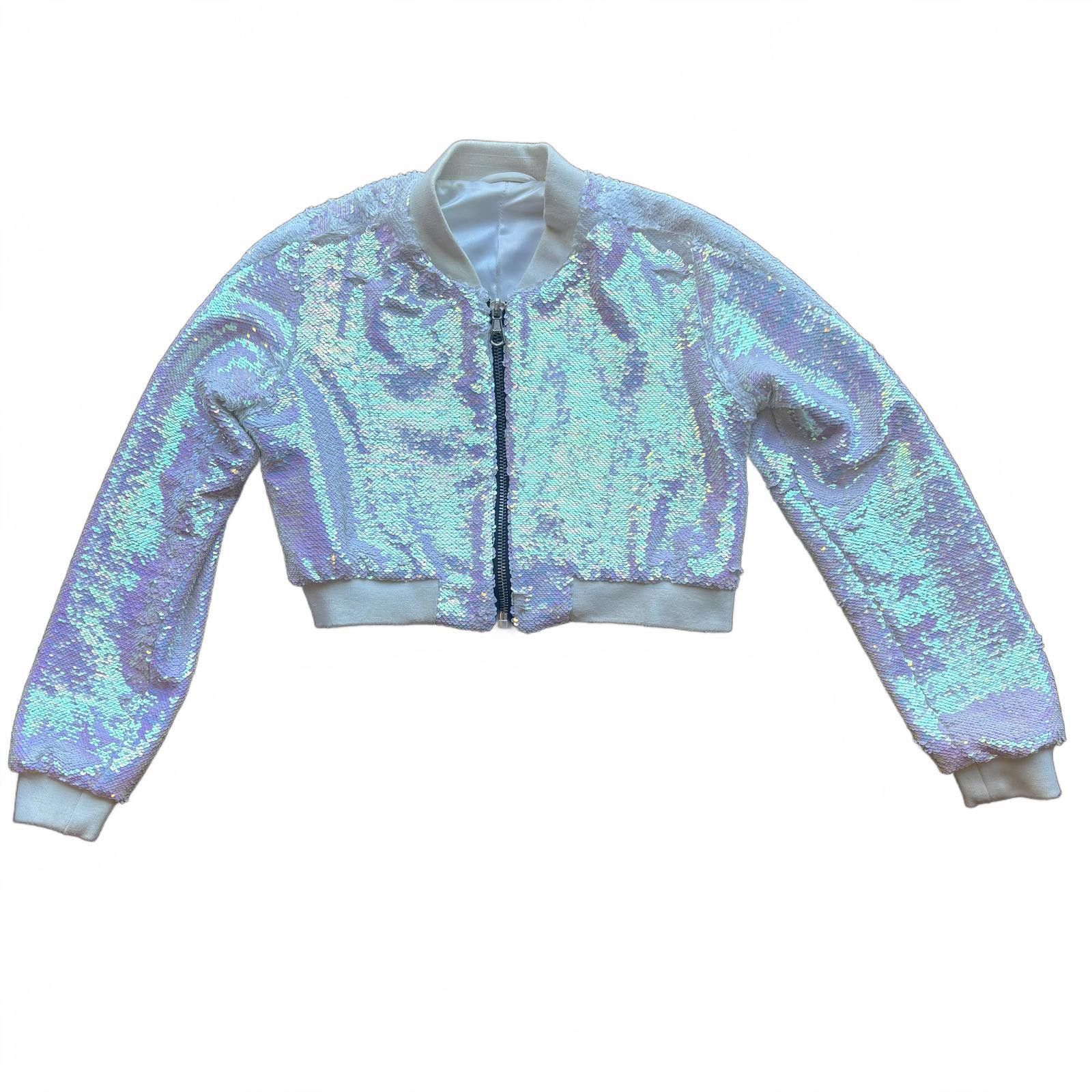 Other Any Old Iron Iridescent Sequin Cropped Bomber Jacket Size S / US 4 / IT 40 - 1 Thumbnail