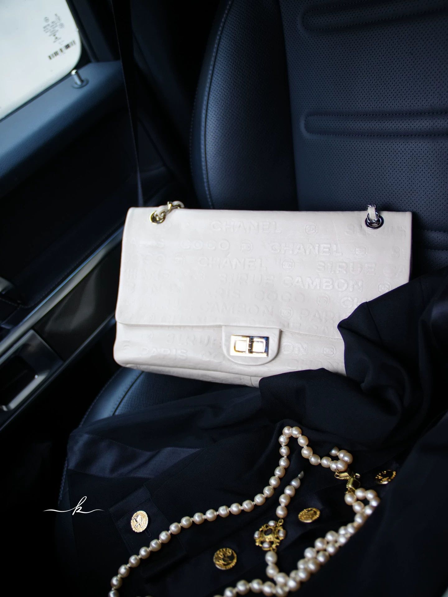 Chanel Chanel 2.55 Flap Bag Ivory Silver Embossed Letter Size ONE SIZE - 2 Thumbnail