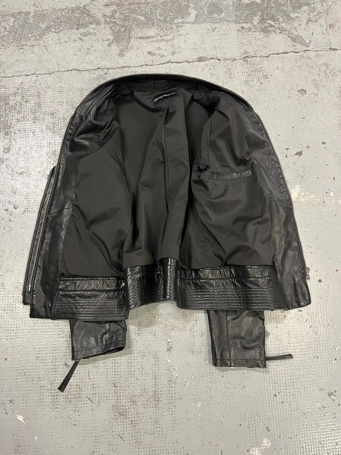 Emporio Armani SS2011 Emporio Armani Structured Black Leather Multi Zip Jacket Size US M / EU 48-50 / 2 - 9 Thumbnail
