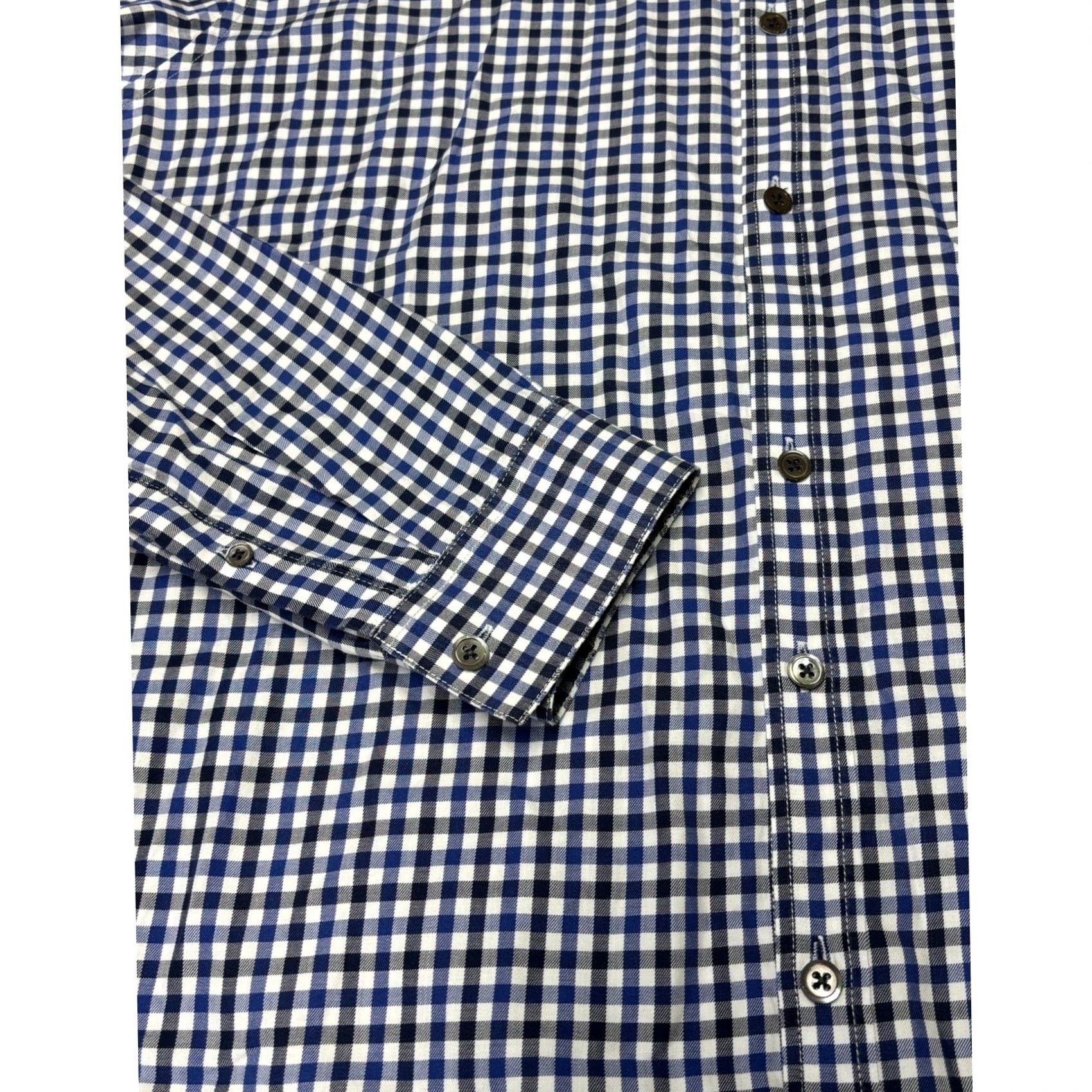 Theory Theory Mens XL Gingham Button Down Shirt Blue White Long Sleeve Cotton Shirt Size US XL / EU 56 / 4 - 3 Thumbnail