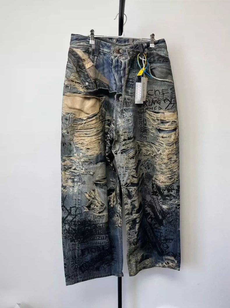 Acne Studios acne studios Printed pattern ripped jeans Size US 34 / EU 50 - 1 Thumbnail