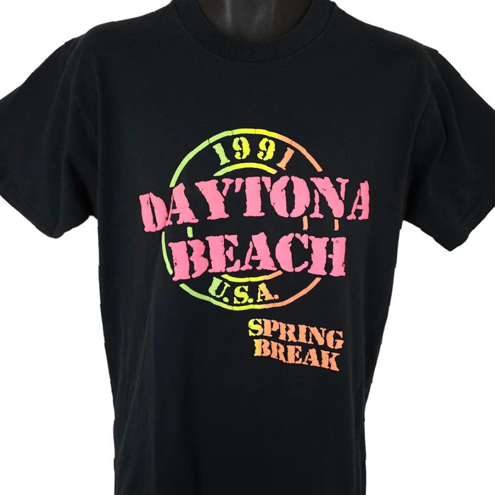 Vintage VINTAGE Daytona Beach T Shirt Mens Size Medium Black 90s 1991 Spring Break USA Screen Stars Shirt Mens Black 1990s Beach Travel Surf Size US M / EU 48-50 / 2 - 2 Thumbnail