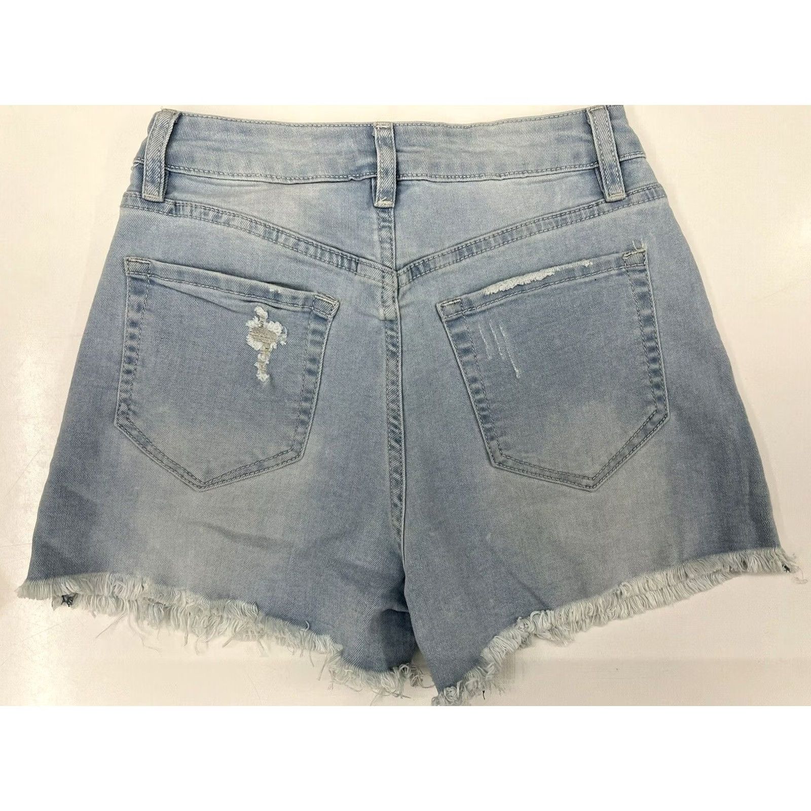 Denime Womens YMI Dream Light Denim Jean Shorts Size 0/24 Blue Slim Cut-Off 5-Pocket Mid Rise 2.0 Inseam 100% Cotton Shorts Size 25" / US 0 / IT 36 - 7 Thumbnail