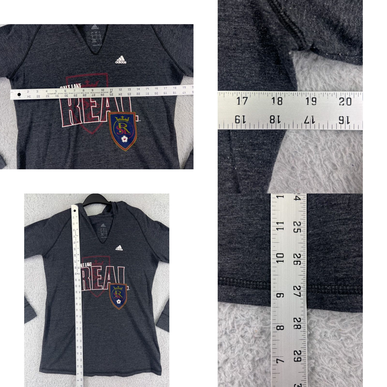Adidas adidas Salt Lake Real Shirt Womens Shirt Large Gray Long Sleeve Hooded Polyester Size L / US 10 / IT 46 - 9 Thumbnail