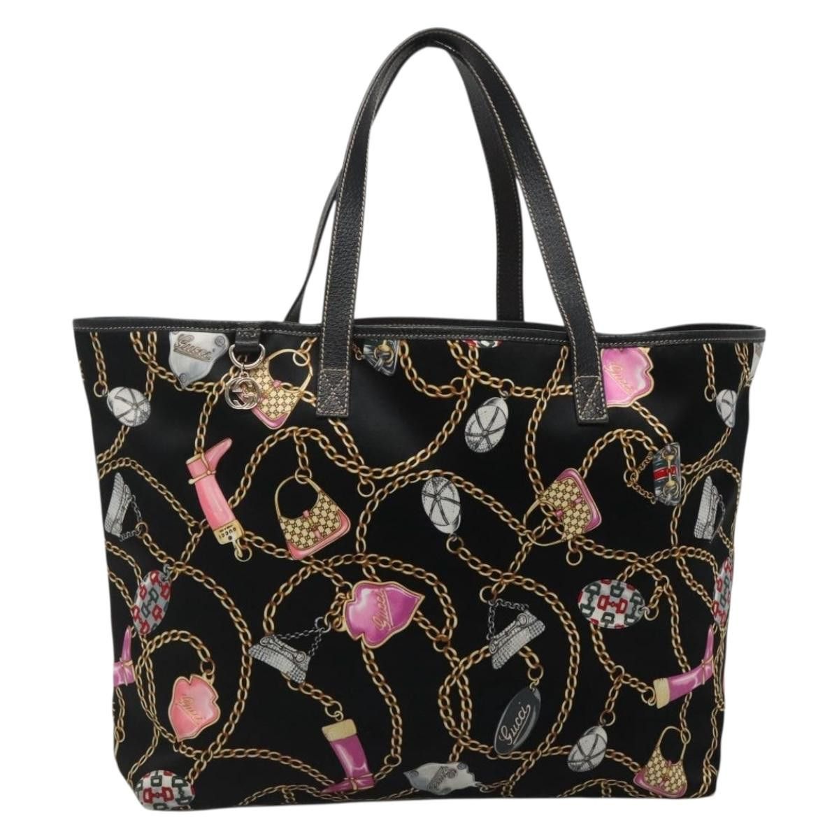 Gucci GUCCI Tote Bag Satin Outlet Black Gold Size ONE SIZE - 1 Thumbnail