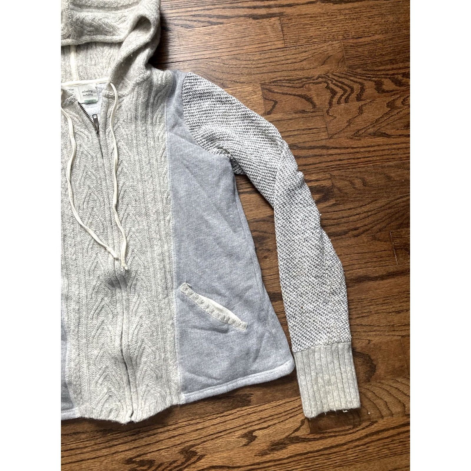 Anthropologie Anthropologie Saturday Sunday Hoodie Womens Small Gray Wool Blend Knit Full Zip Size S / US 4 / IT 40 - 3 Thumbnail