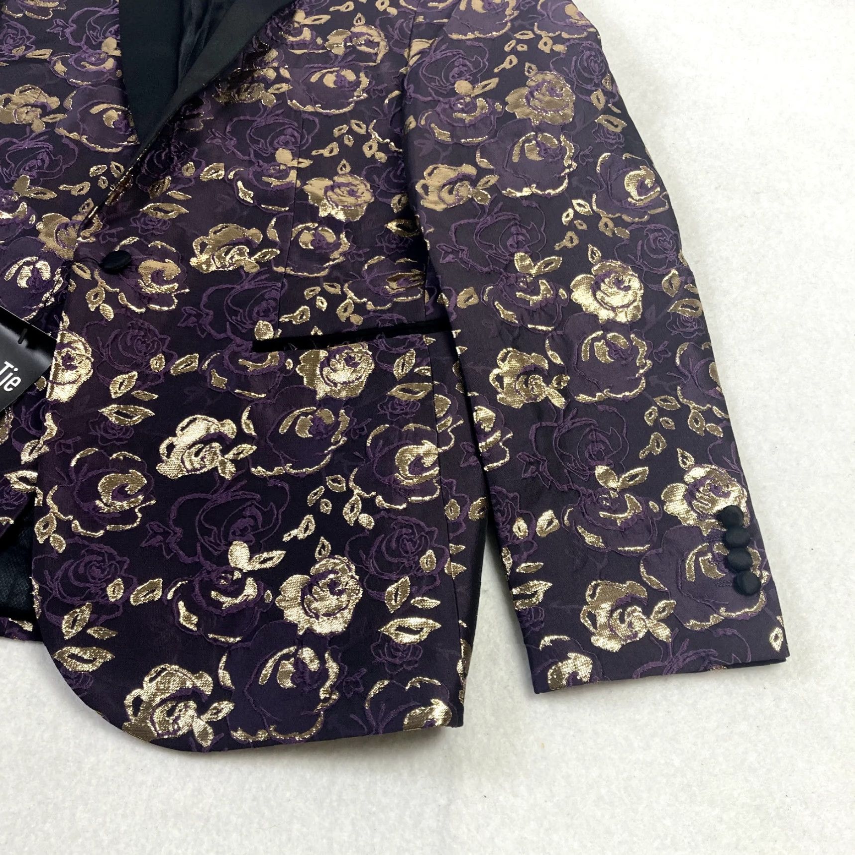 Vintage Hi Tie Blazer Mens Large Purple Gold Rose Formal Suit Stylish NWT Size 42R - 3 Thumbnail