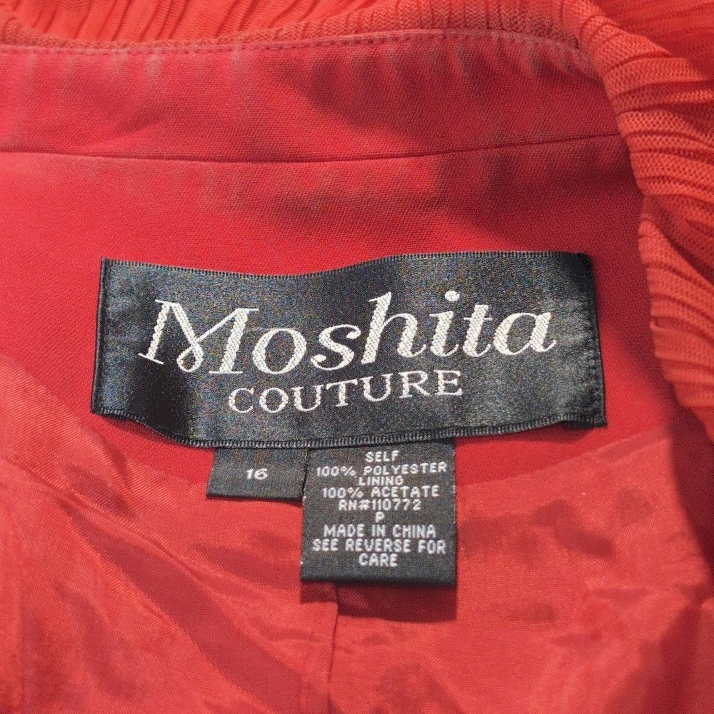 Designer Moshita Coture Red Ruffled Blazer With Rhinestones Sz 16 Size XXL / US 16-18 / IT 52-54 - 5 Thumbnail
