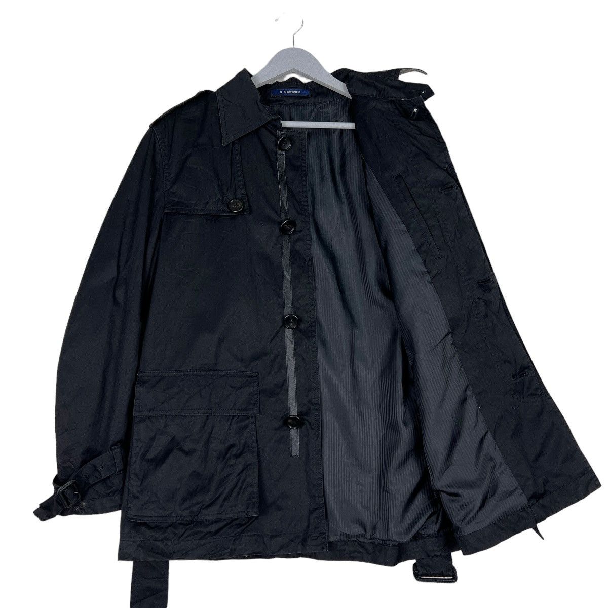 R.Newbold 🔥 BLACK R.NEWBOLD BELTED TRENCH COAT JACKET Size US M / EU 48-50 / 2 - 9 Thumbnail