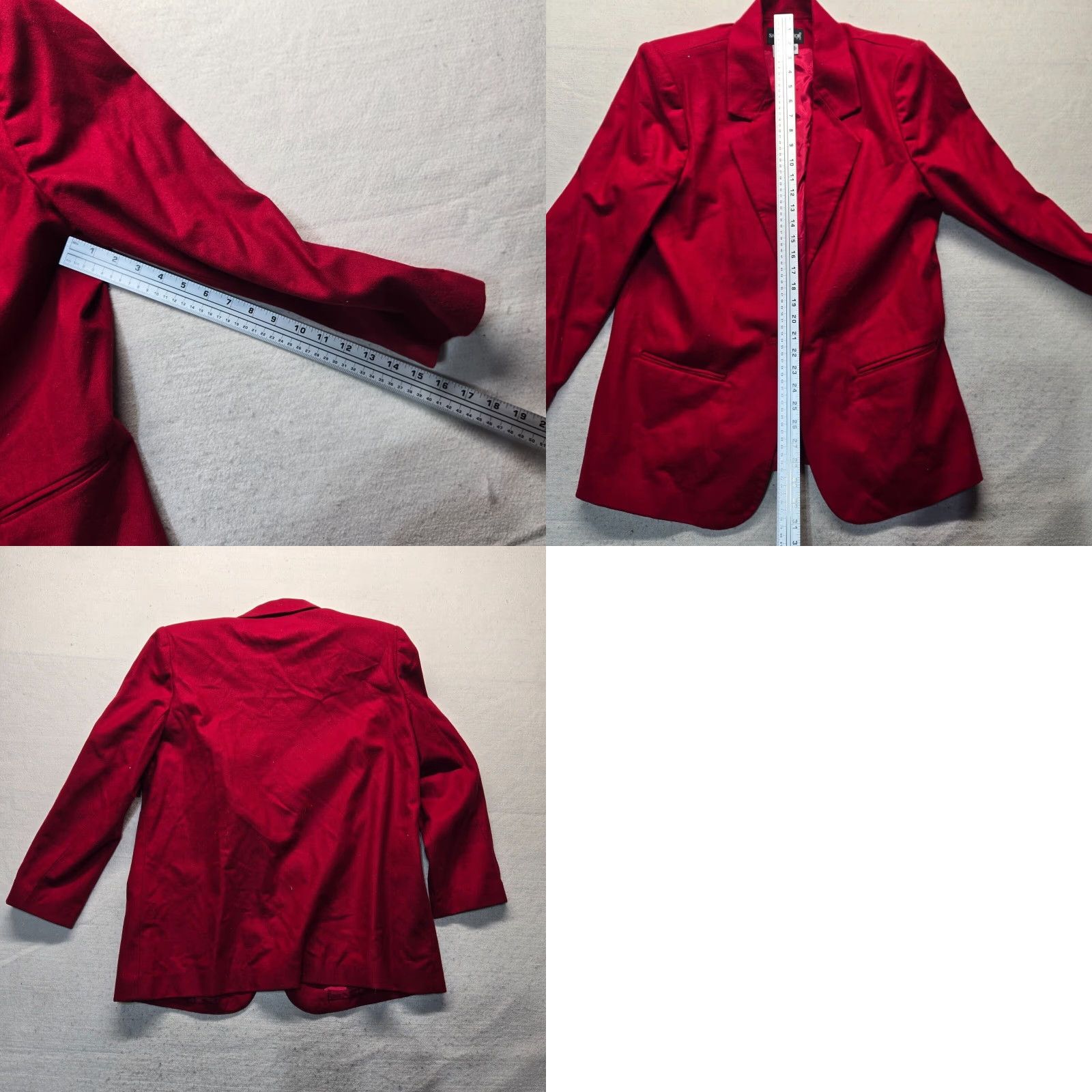 Vintage Sag Harbor Blazer Solid Red 100% Wool Adult Women Size 16 Size XXL / US 16-18 / IT 52-54 - 8 Thumbnail