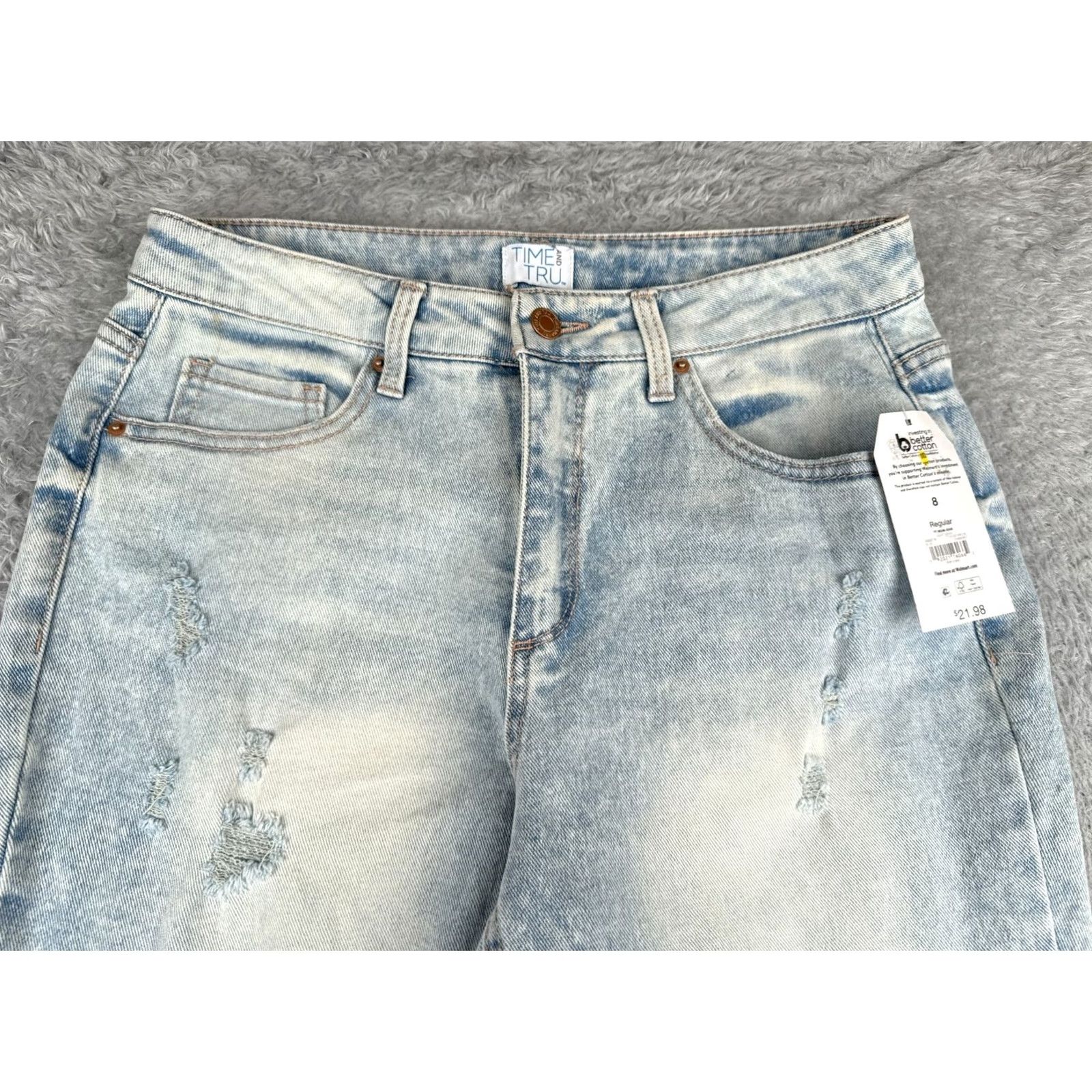 Vintage Time And Tru Jeans Womens 8 Blue Skinny Mom Distressed Light Wash 29x27 NEW Size 30" / US 8 / IT 44 - 4 Thumbnail