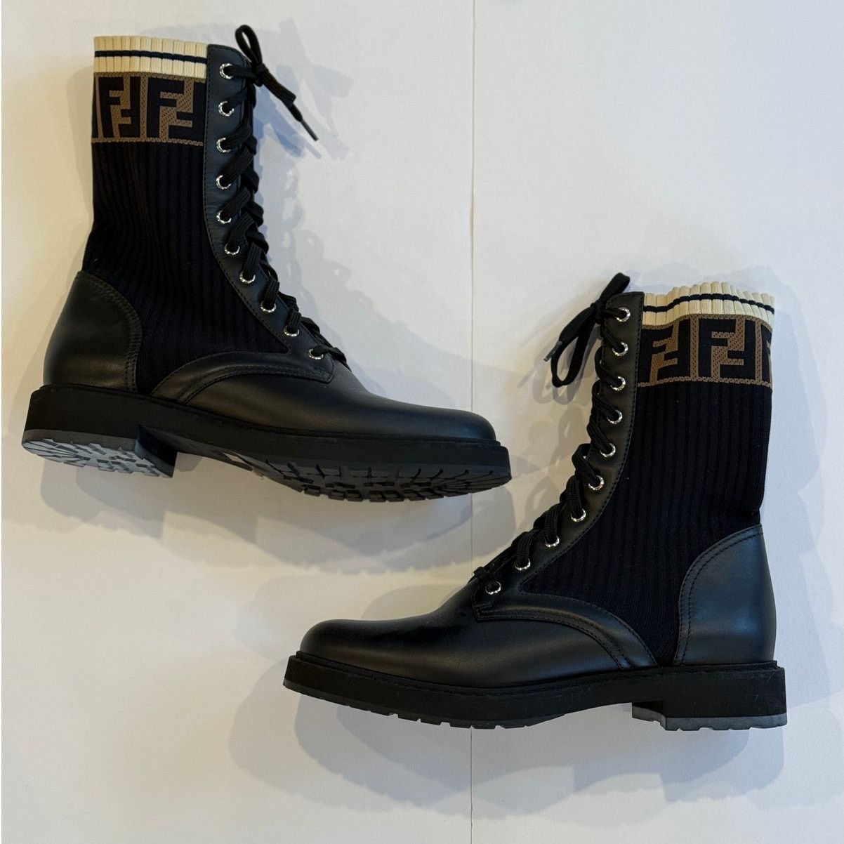 Fendi Fendi Leather Combat Boot with FF Cuff Size 40.5 Size US 9.5 / IT 39.5 - 1 Thumbnail