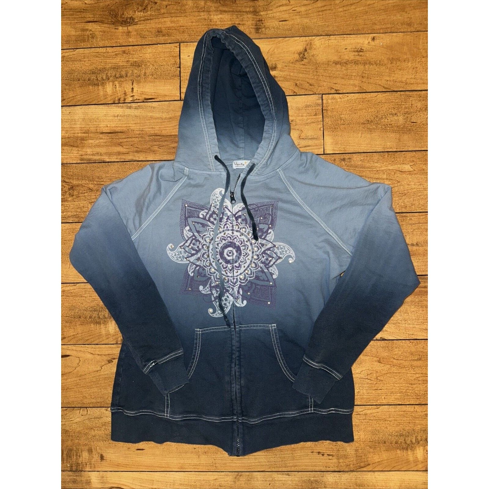 Band Tees × Vintage Unity World Wear Full Zip Gradient Dyed Hoodie Blue M 20x22 Size M / US 6-8 / IT 42-44 - 1 Thumbnail