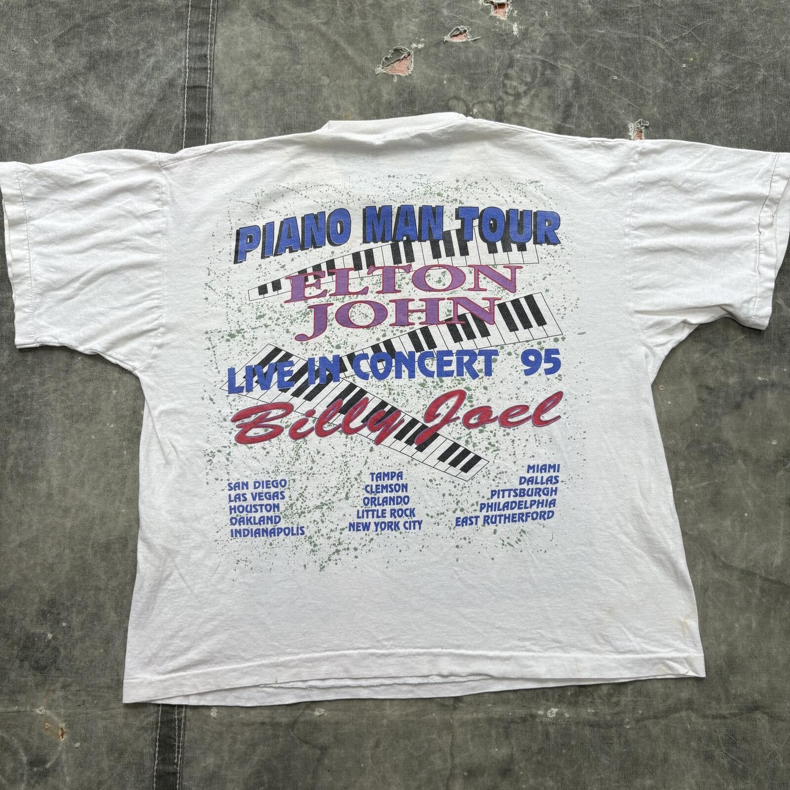 Band Tees Vintage 90s Billy Joel Elton John Piano Man Rock Music Shirt Size US L / EU 52-54 / 3 - 2 Thumbnail