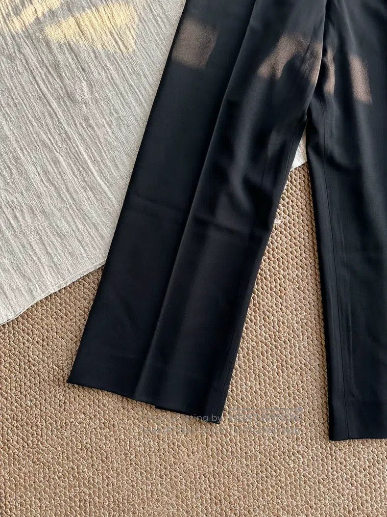 Hermes Hermes Fine Wool Crepe Wide Leg Casual Suit Pants, Black Size 24" / US 00 / IT 34 - 4 Thumbnail