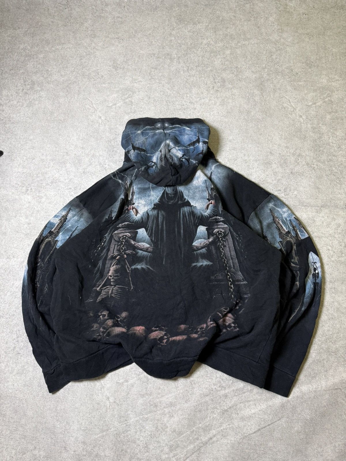 If Six Was Nine Vintage LGB IfSixWasNine Style Skull Print Spiral Hoodie Size US XL / EU 56 / 4 - 12 Thumbnail