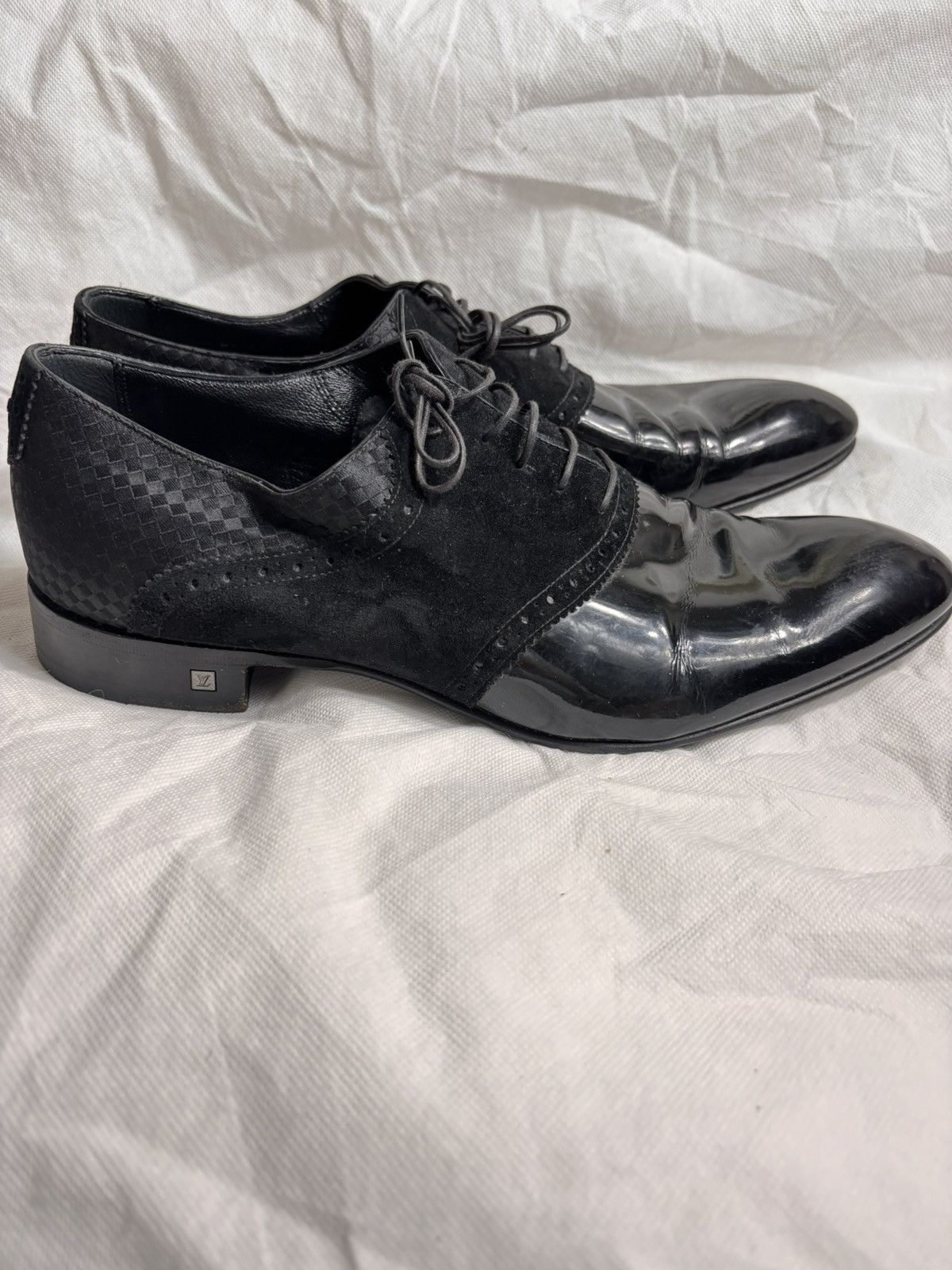 Louis Vuitton Louis Vuitton Damier Satin Patent & Suede Mens Shoes Size US 8 / EU 41 - 4 Thumbnail