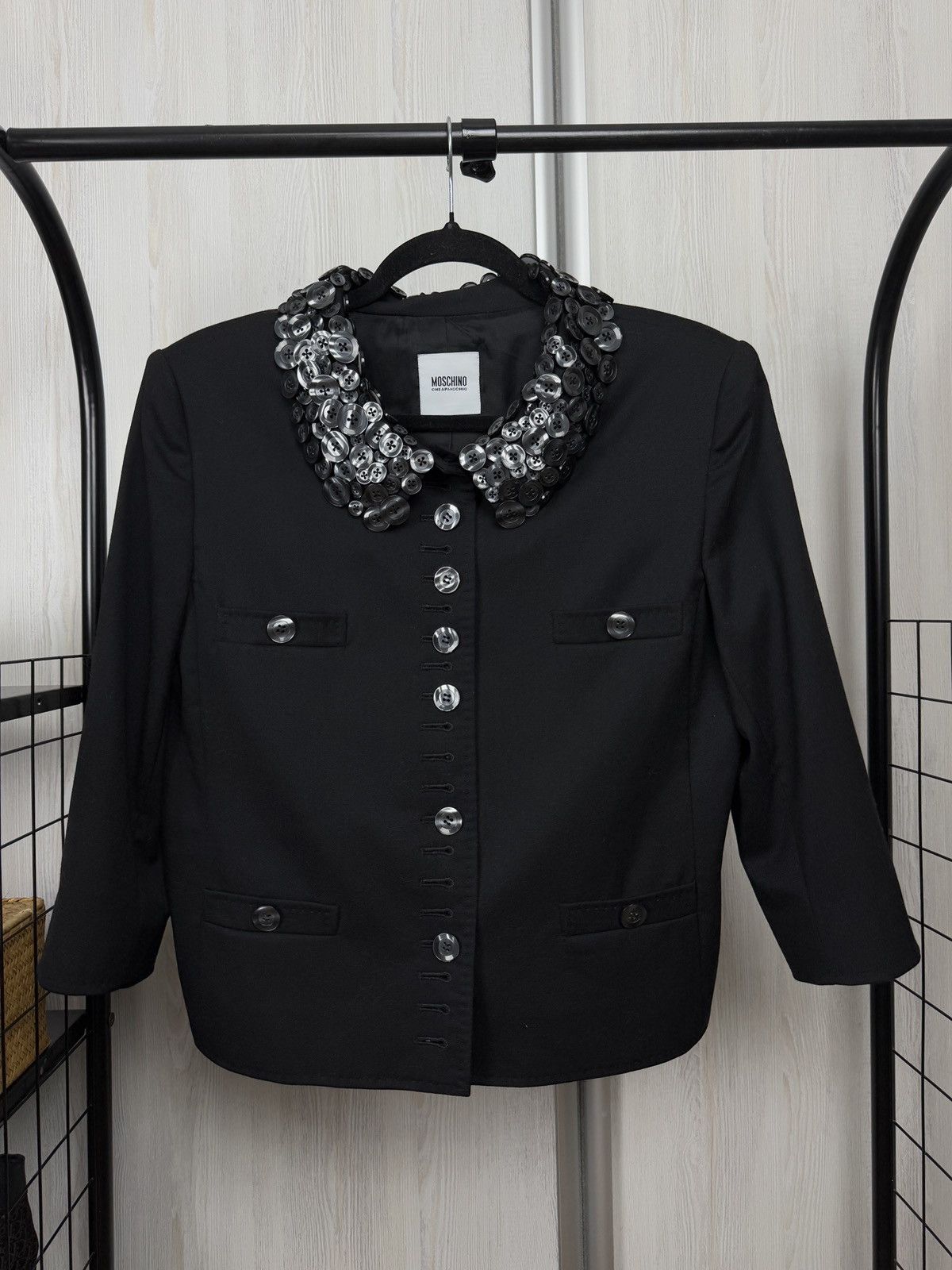 Moschino Moschino Cheap and Chic Pearl buttons collar black jacket Size XL / US 12-14 / IT 48-50 - 2 Thumbnail