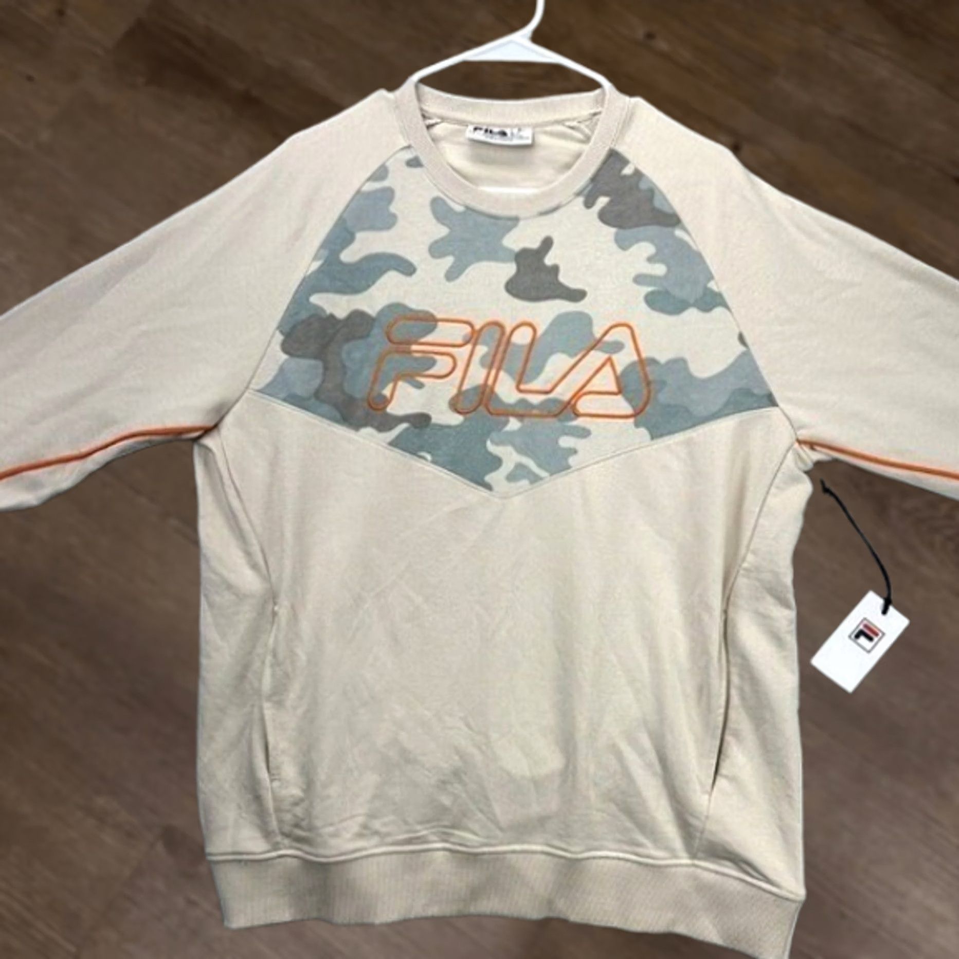 Fila FILA Reza Sweatshirt Mens Large Tan Graphic Woodland Camo Crew Neck Pullover Sweater NEW Size US L / EU 52-54 / 3 - 1 Thumbnail