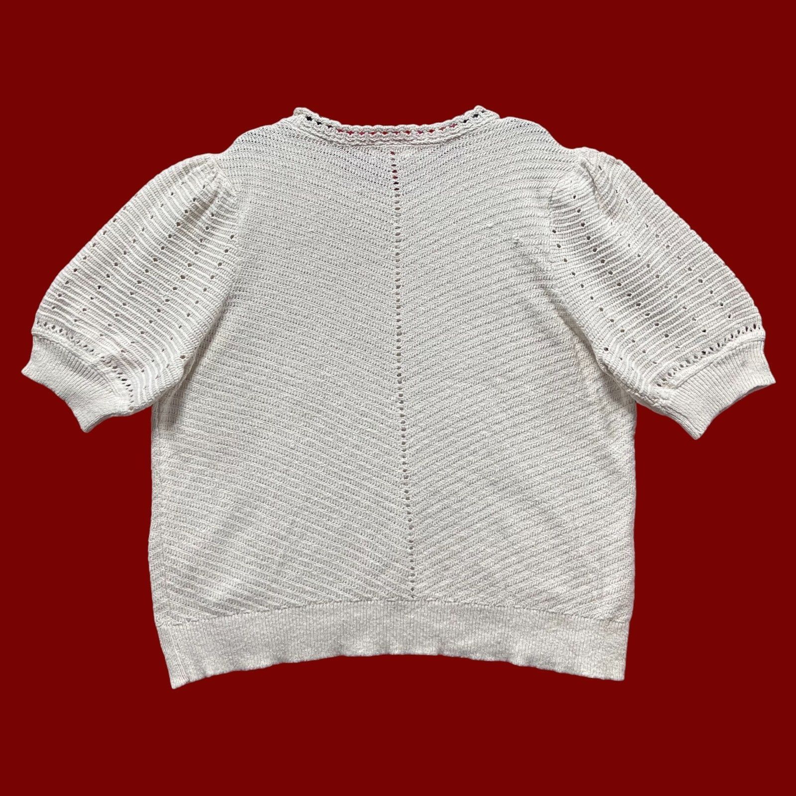 Other Knox Rose - Women's Crochet Pointelle Sweater With Short Puf Size XXL / US 16-18 / IT 52-54 - 4 Thumbnail