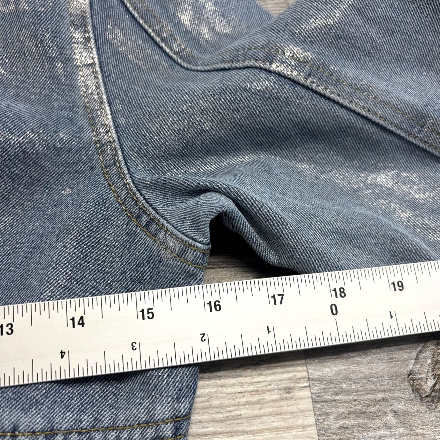 Vintage Blank NYC Blue Silver Metallic S Zipper Cuffs Glam Streetwear Moto Jean Jacket Women Jacket S Size 28" / US 6 / IT 42 - 5 Thumbnail
