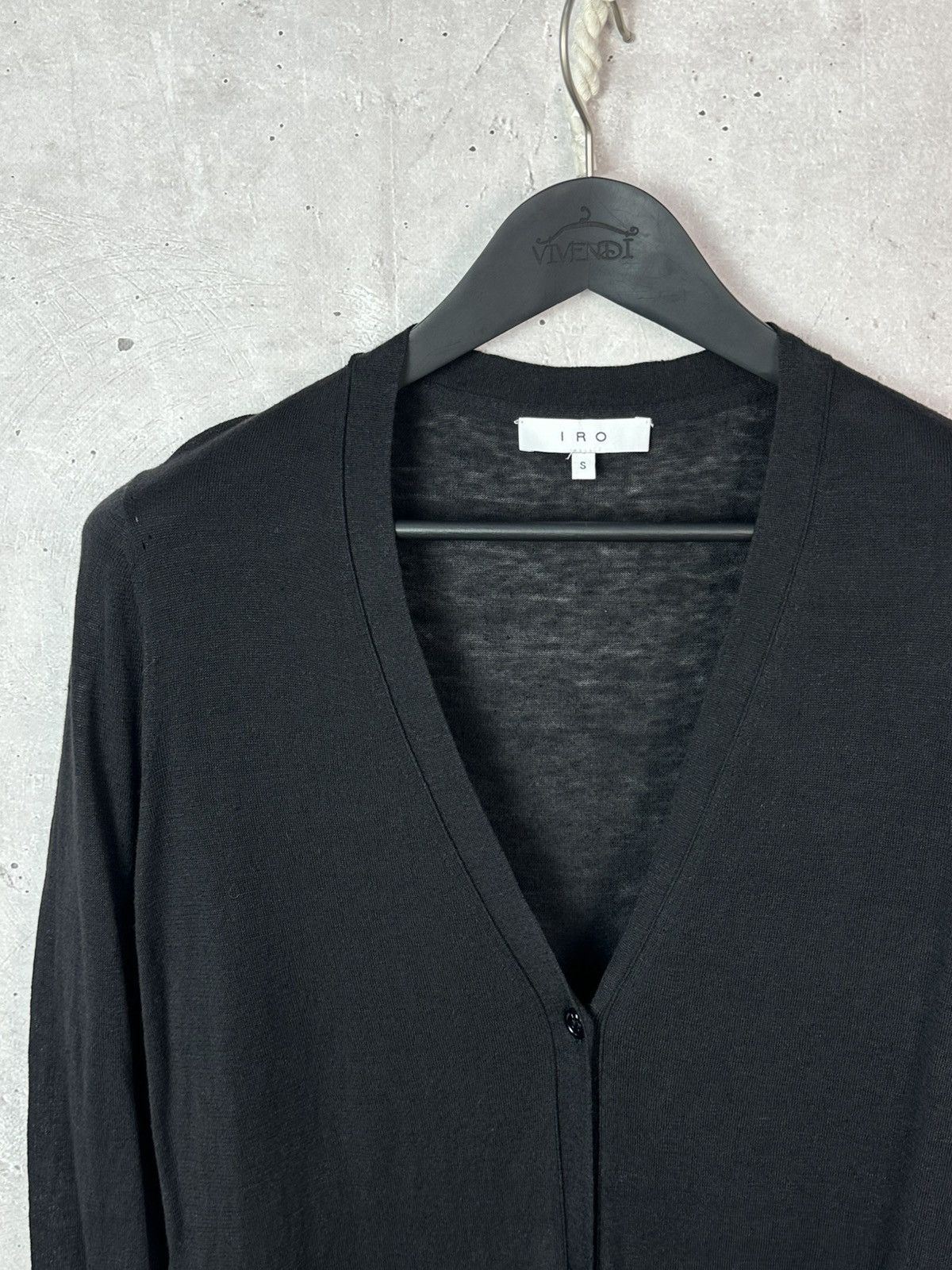 Iro IRO Vanileo Black Linen Knit V-neck Buttons Pockets Dress Size S / US 4 / IT 40 - 3 Thumbnail