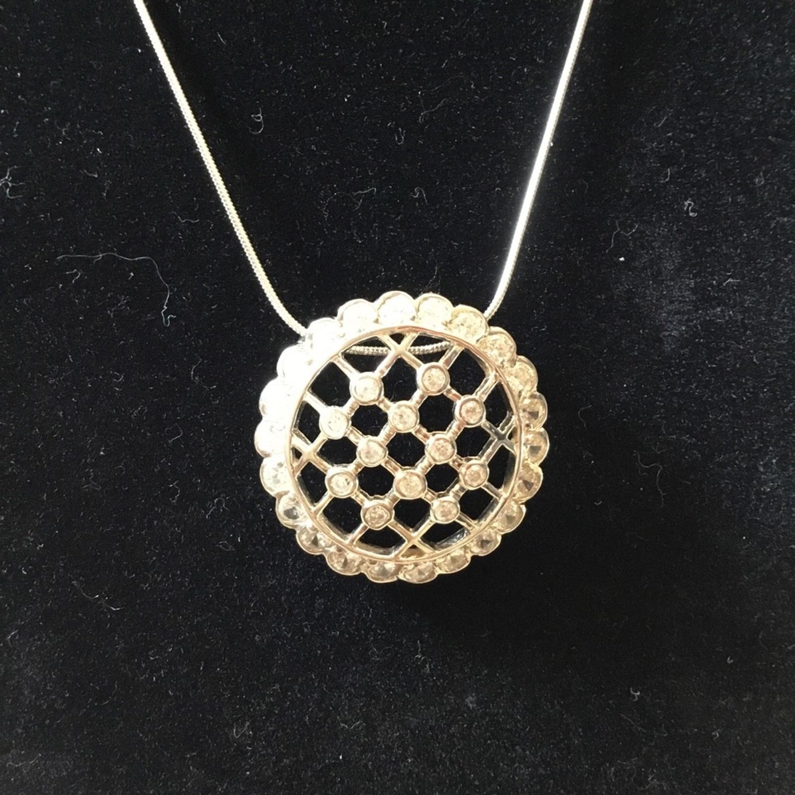 Other Sterling Silver Round Crystal Raindrop Pendant Necklace Size ONE SIZE - 5 Thumbnail
