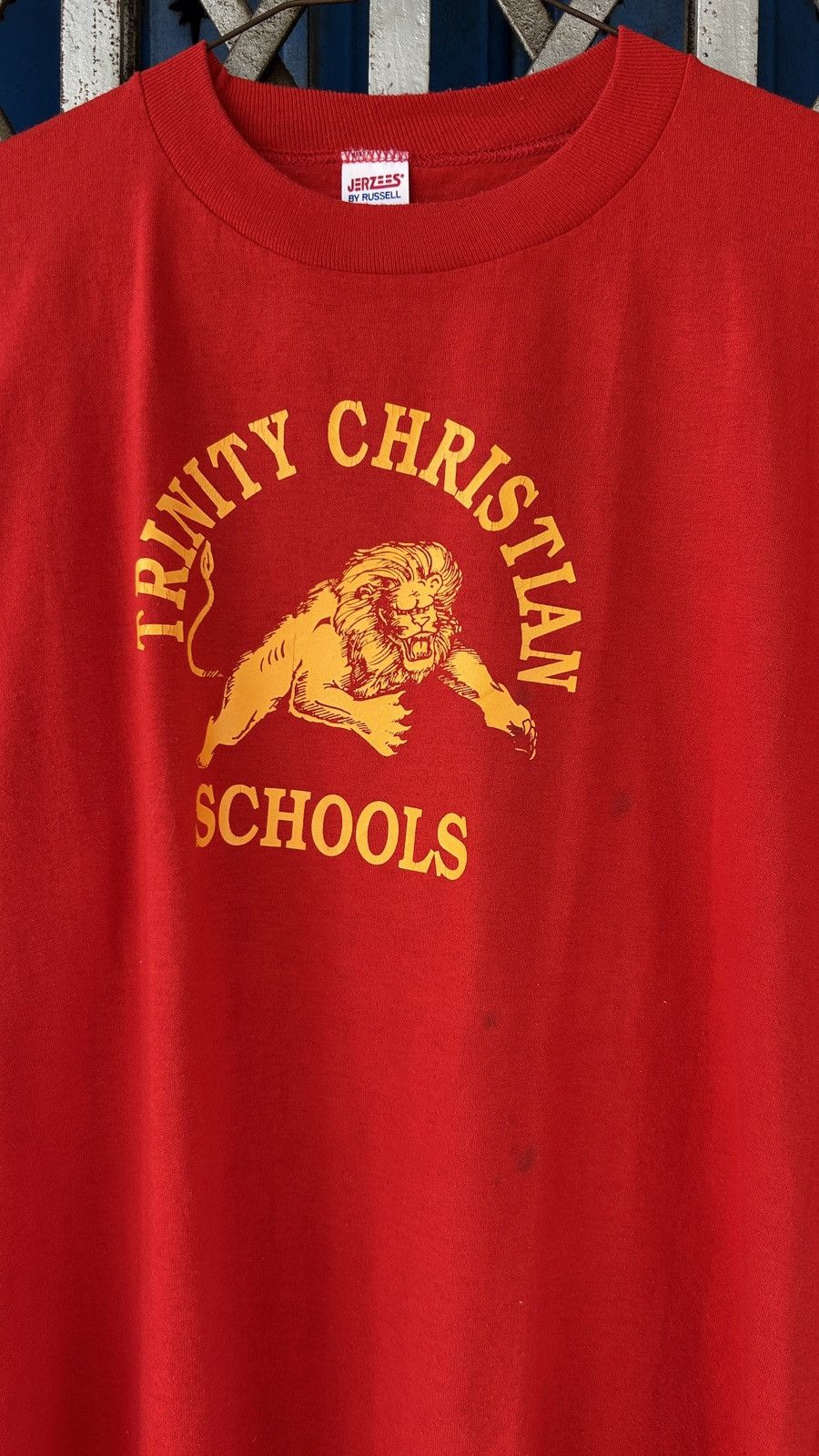 Vintage 1980s Trinity Christian School Varsity Tee Size US L / EU 52-54 / 3 - 12 Thumbnail
