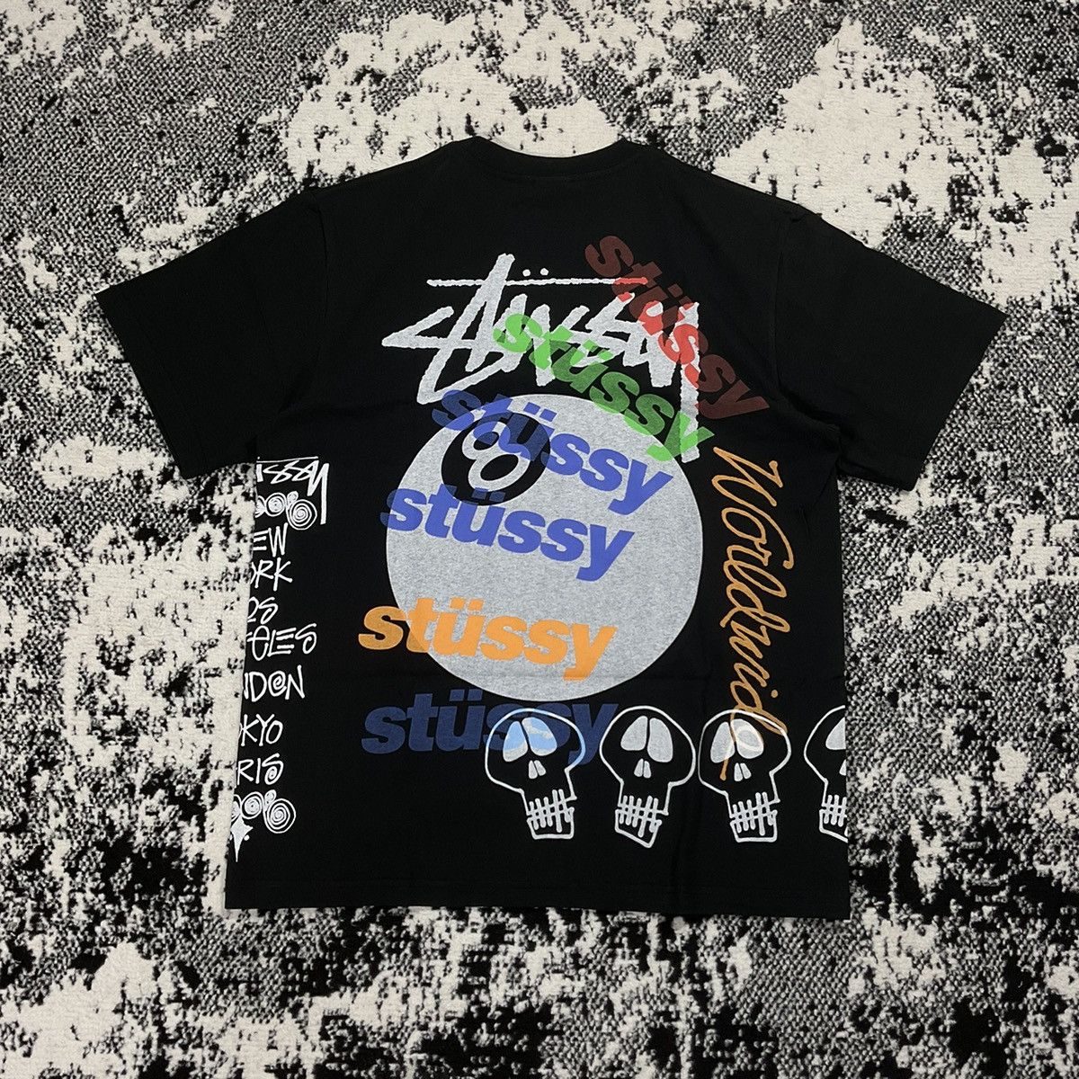 image of Stussy Test Strike Pigment Dyed Tee In Black, Men's (Size XL)